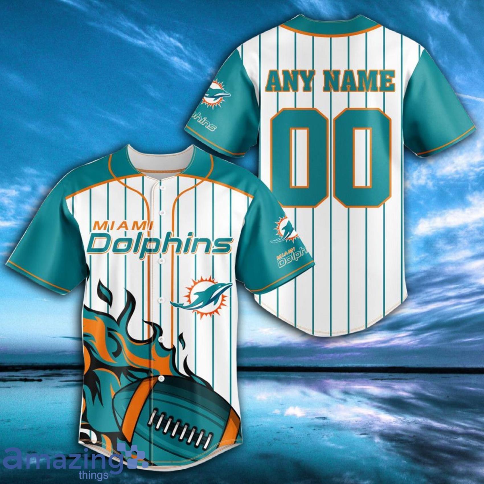 NFL Miami Dolphins Custom Name And Number FireBall Baseball Jersey