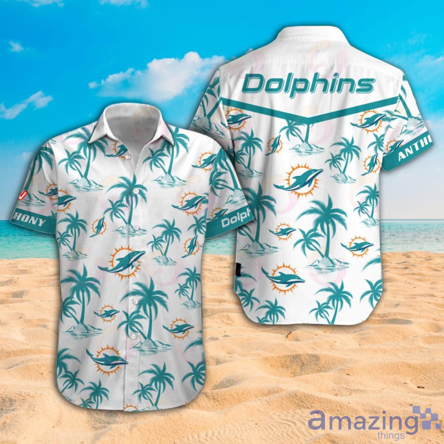 Miami Dolphins Custom Name Button-down Shirt Beach Shorts Mens