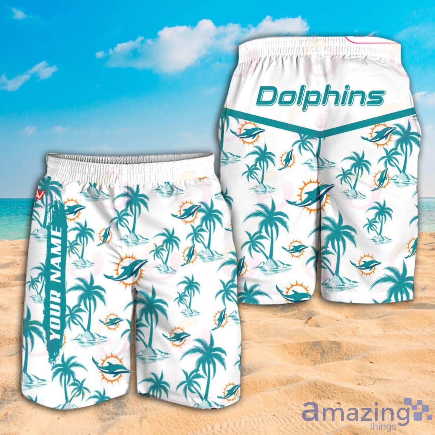 Miami Dolphins Custom Name Button-down Shirt Beach Shorts Mens