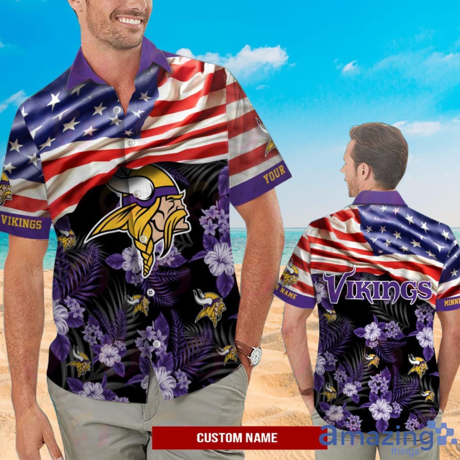 Vikings Print Unisex Hawaiian Shirt, NFL Football Fans Button Down