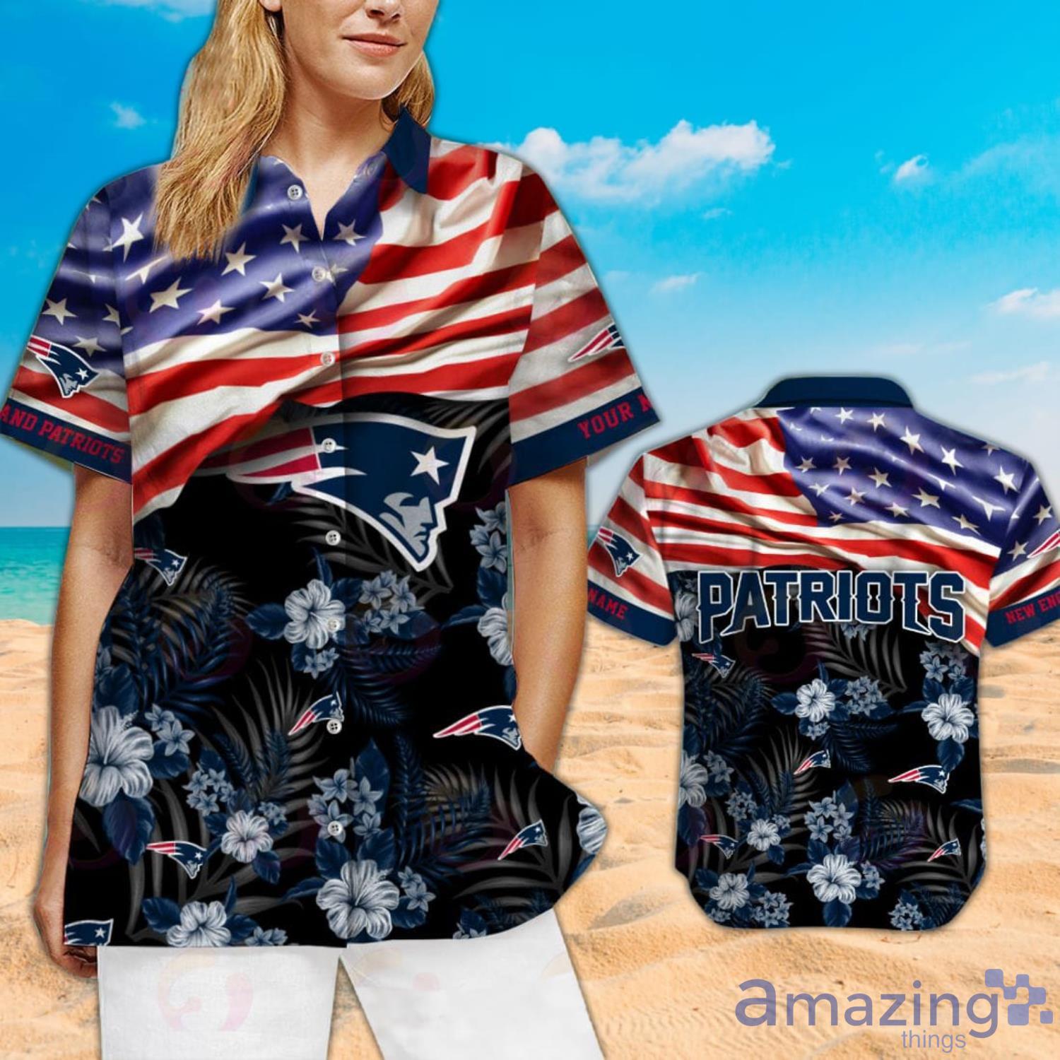 New England Patriots NFL Flag US Background Hawaiian Shirt For Men