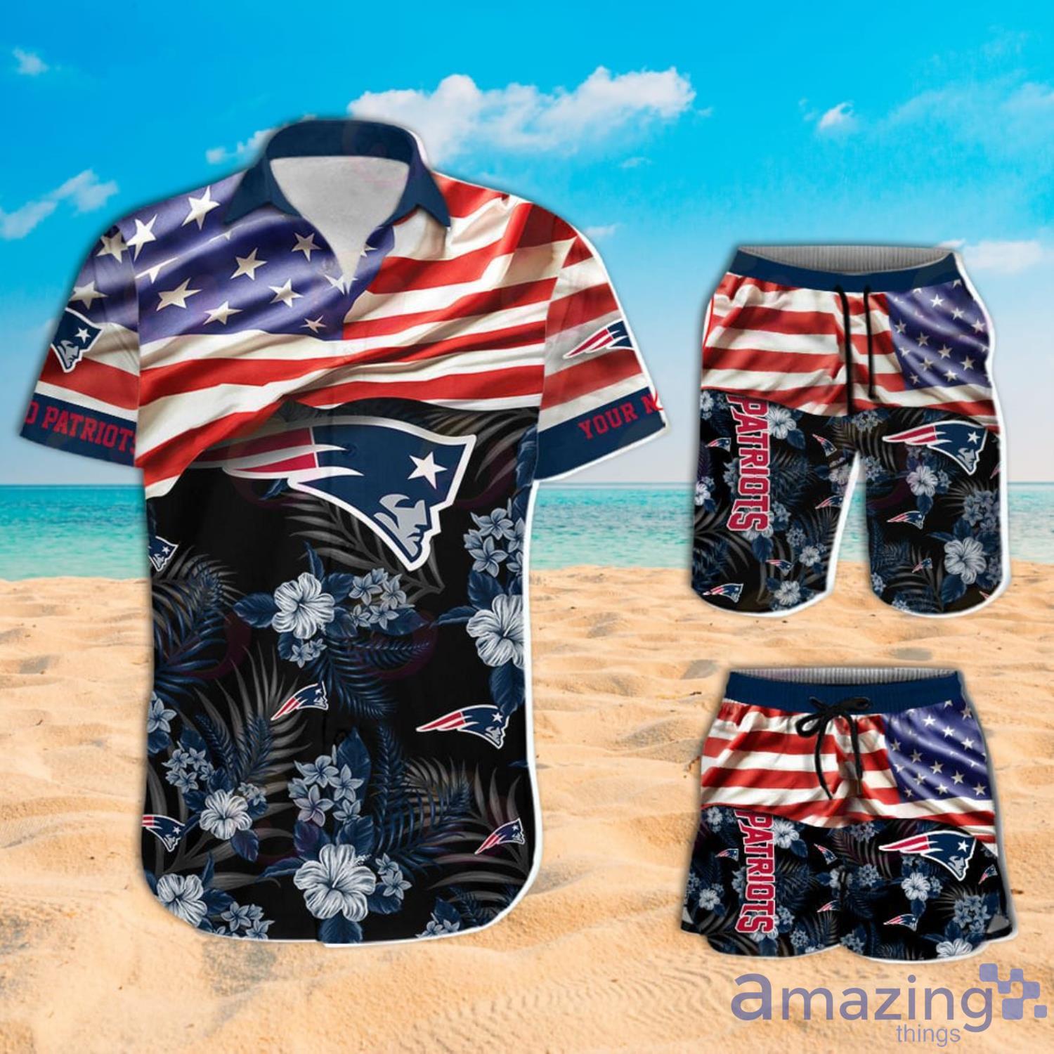 New England Patriots NFL Custom Name Hawaiian Shirt For Beach