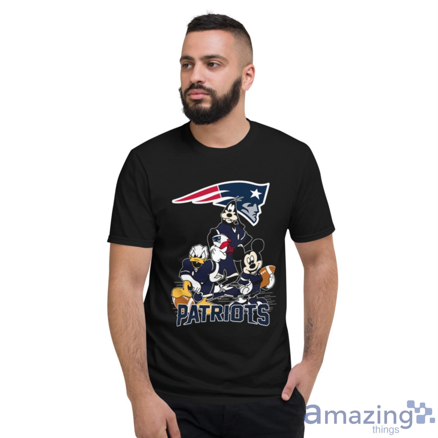 NFL New England Patriots Mickey Mouse Donald Duck Goofy Football Shirt T Shirt image NFL New England Patriots Mickey Mouse Donald Duck Goofy Football Shirt T Shirt - Short Sleeve T-Shirt