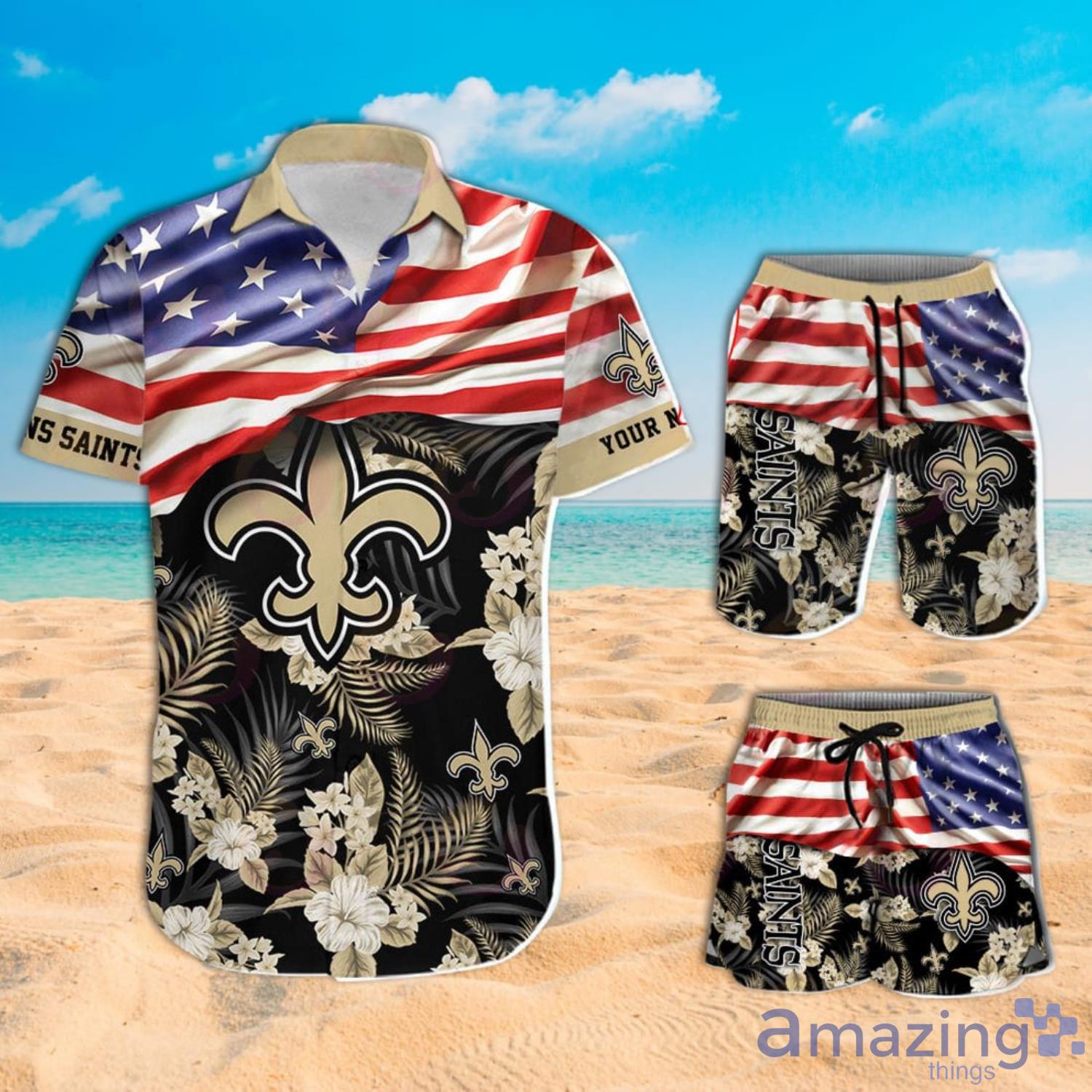 New Orleans Saints Custom Name NFL Hawaiian Shirt And Shorts Gift