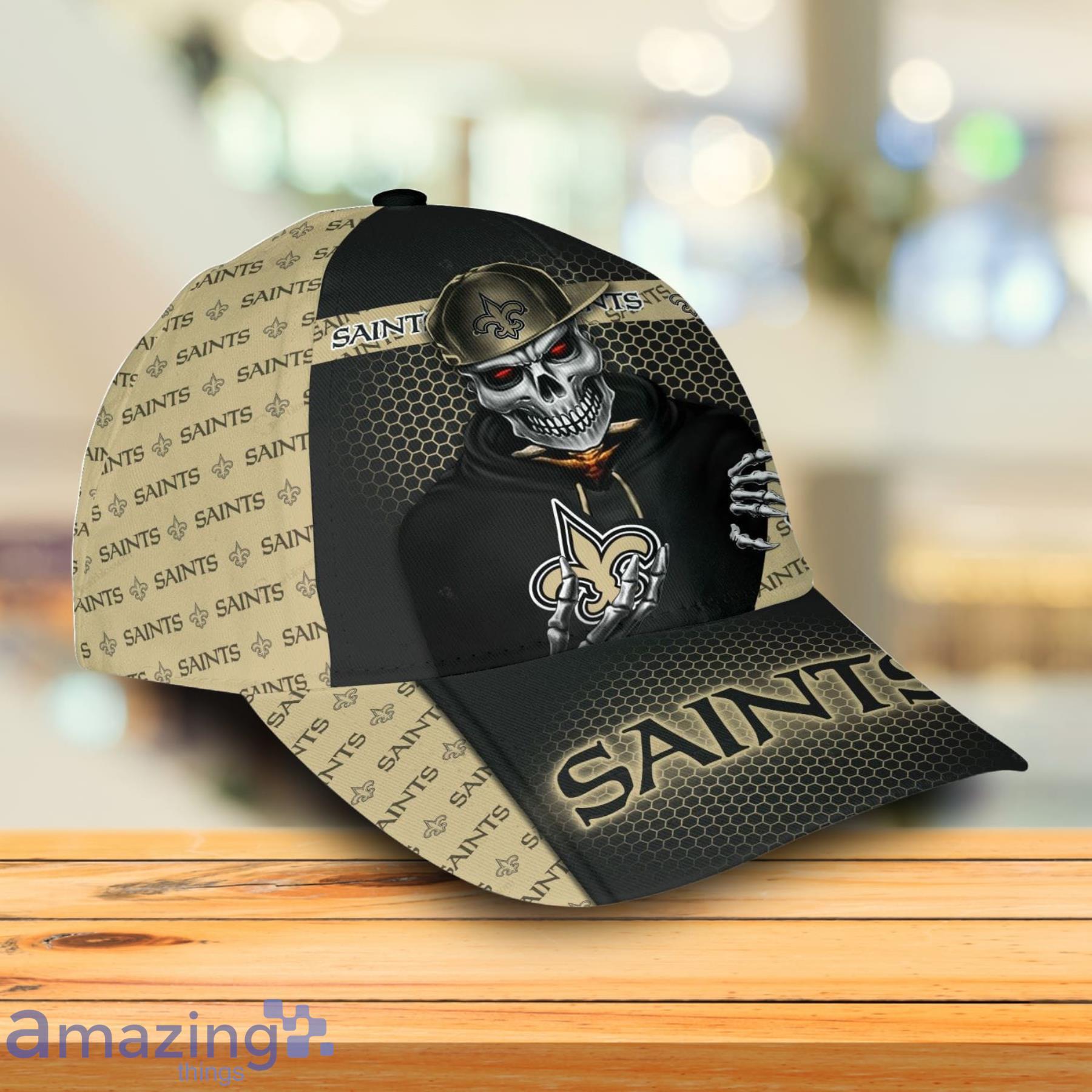 NFL New Orleans Saints Skull And Logo Symbol Printed 3D Cap