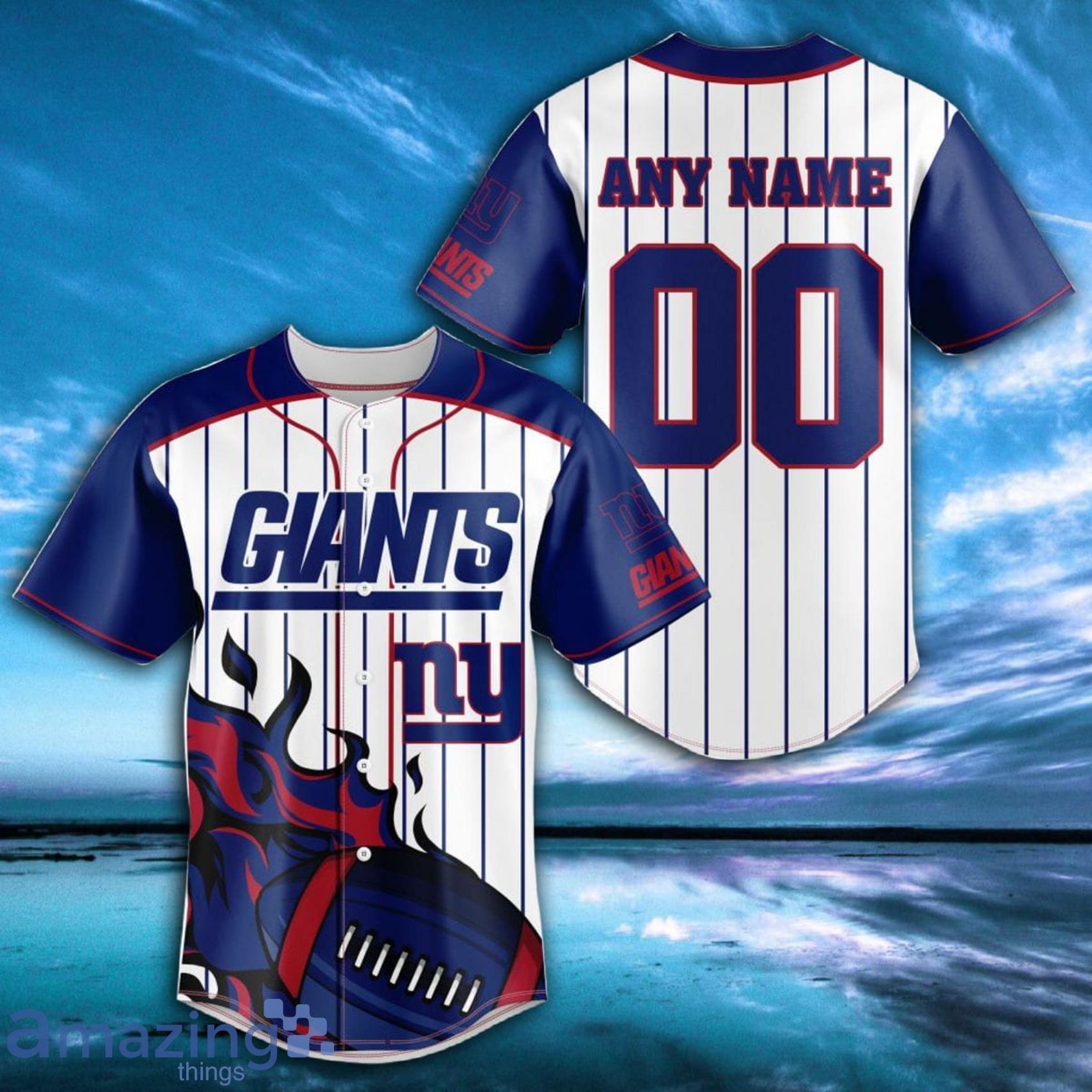 NFL New York Giants Custom Name And Number FireBall Baseball Jersey