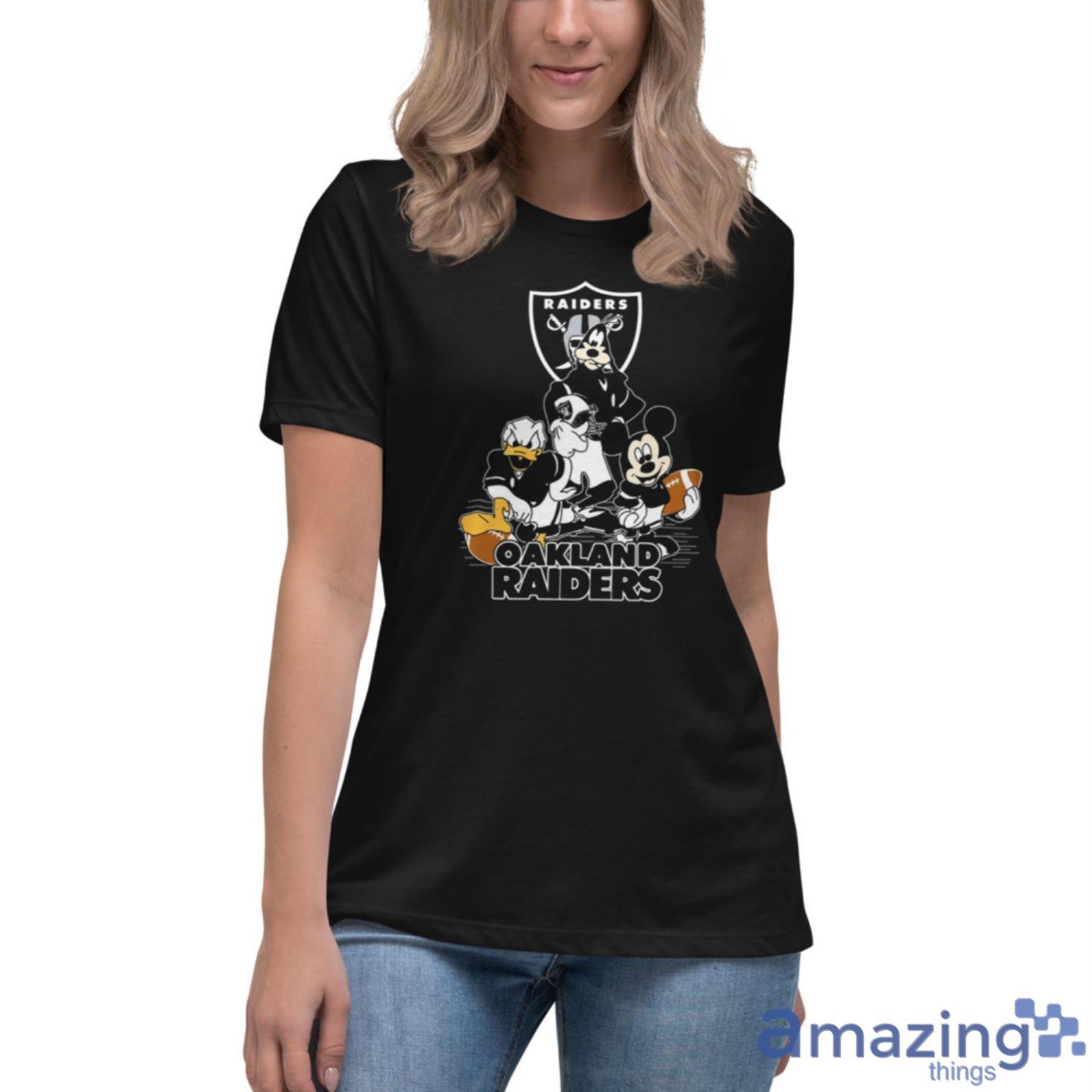 NFL Oakland Raiders Mickey Mouse Donald Duck Goofy Football Shirt Youth T- Shirt