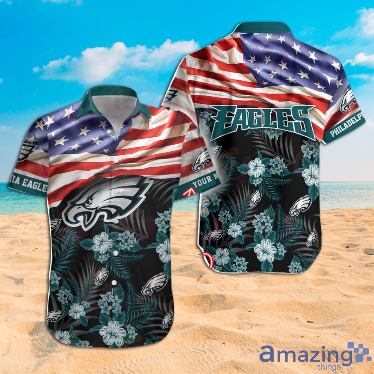 Philadelphia Eagles NFL Hawaiian Shirt Graphic American Flag 3D Printed  Short Shirt Best Gift For Fans