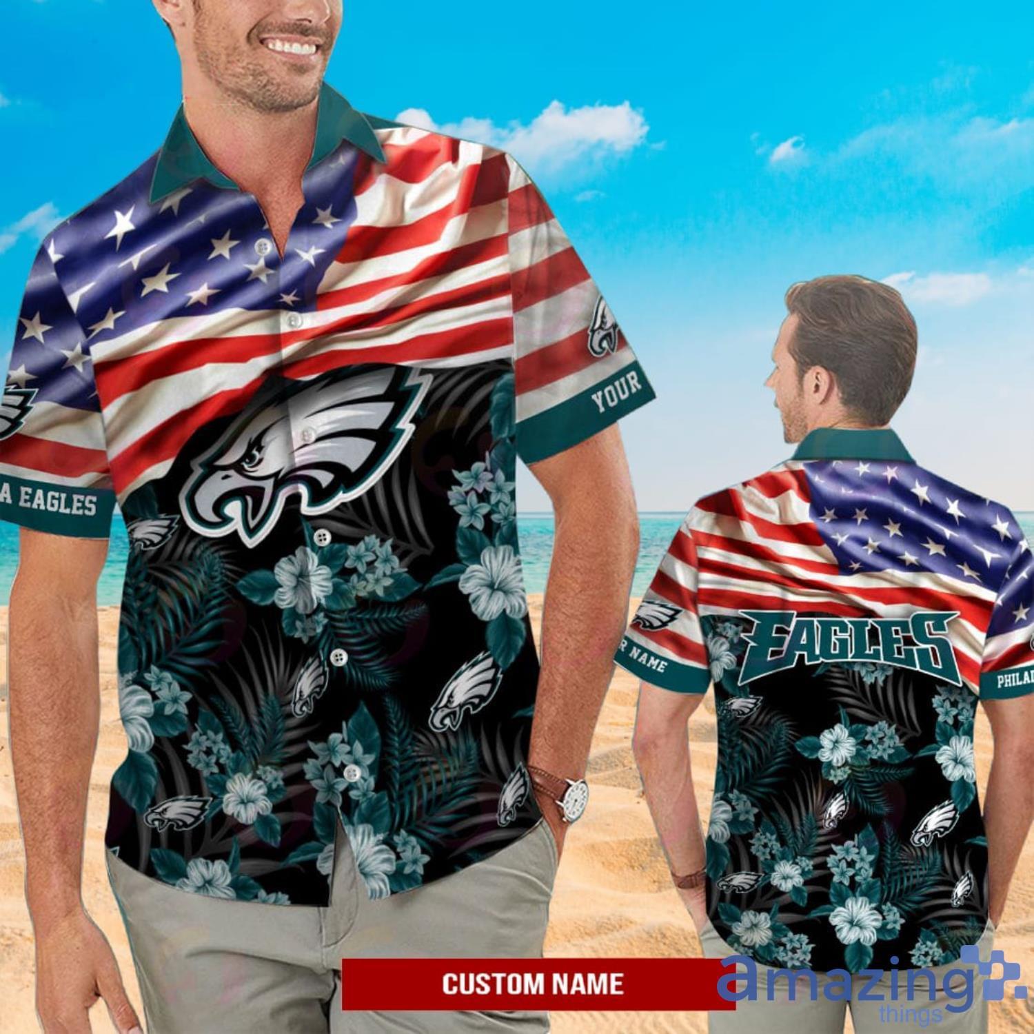 BEST NFL Philadelphia Eagles Hawaiian Shirt Graphic American Flag Print  This Summer Gift For Fans Hot