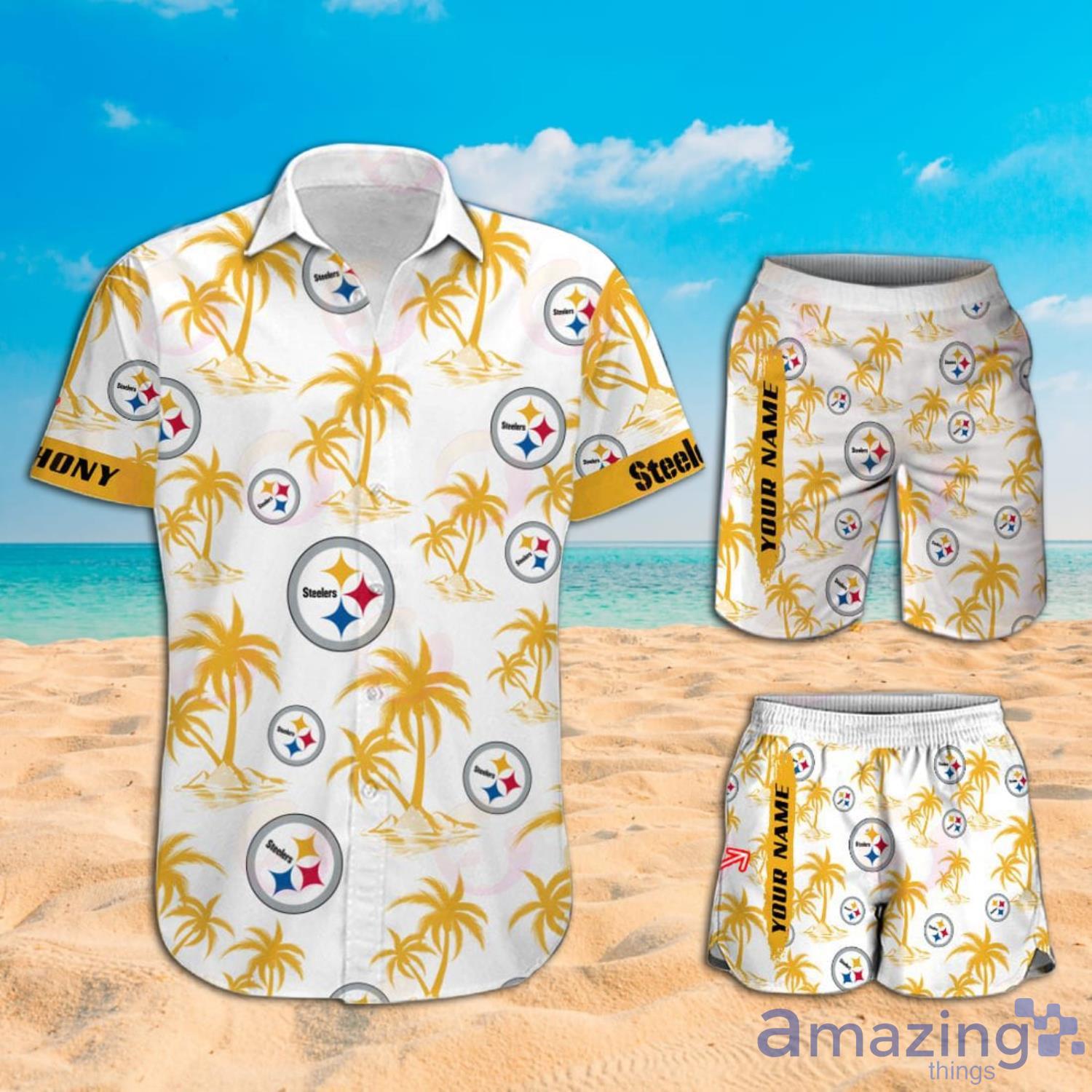 Pittsburgh Steelers Custom Name NFL Hawaiian Shirt And Shorts Gift