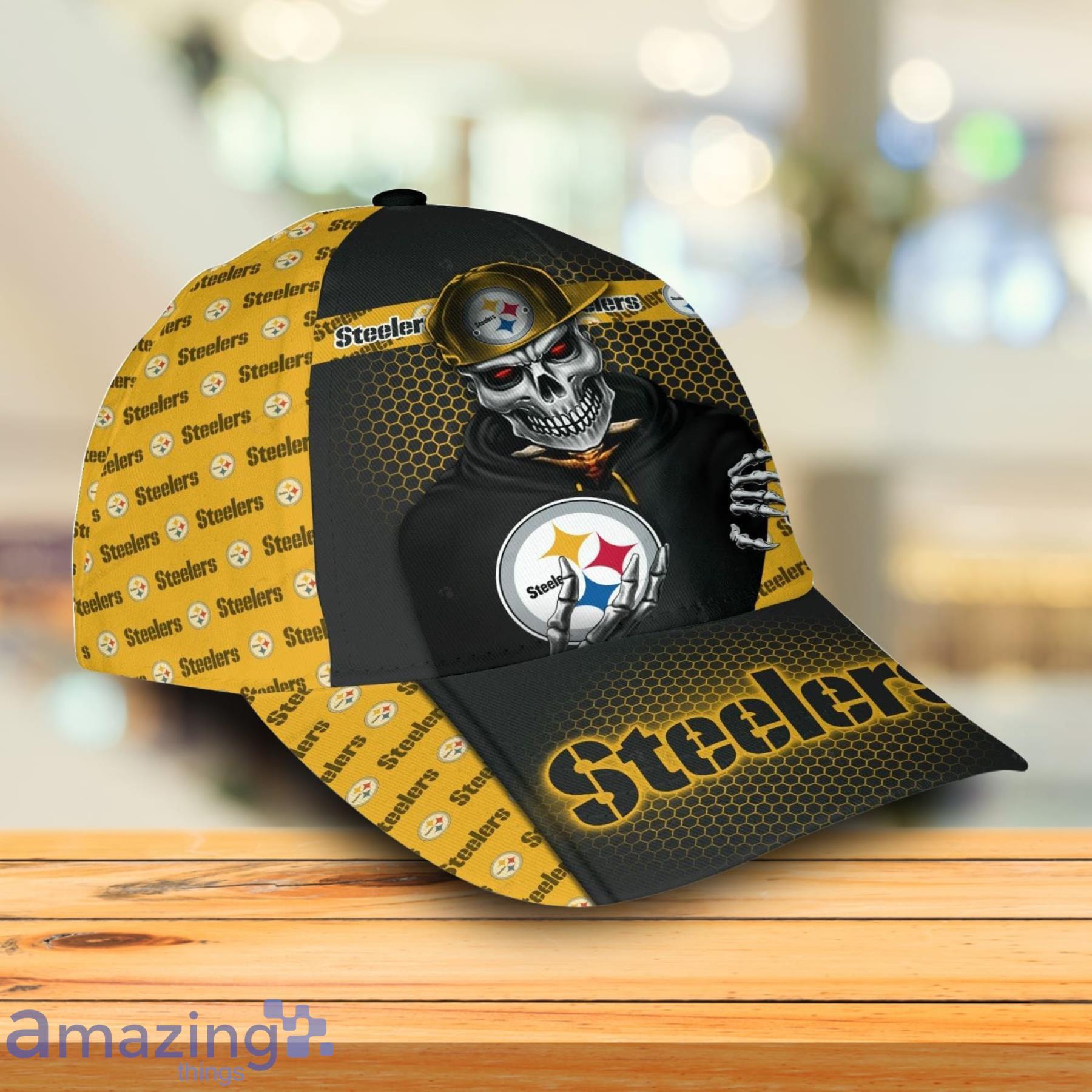 NFL Pittsburgh Steelers Skull And Logo Symbol Printed 3D Cap