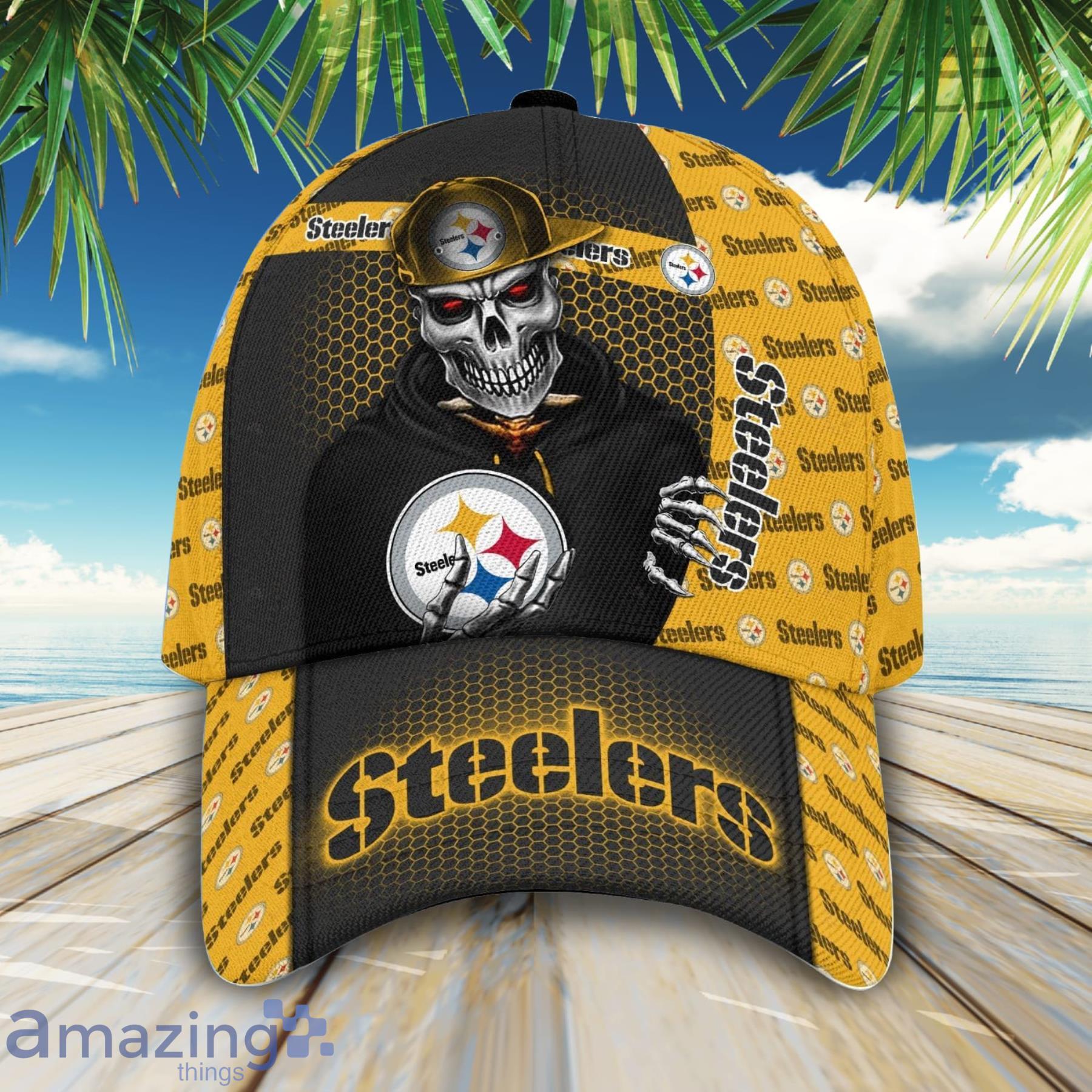 3D Custom Name Pittsburgh Steeler Skull Cap, Pittsburgh Steeler