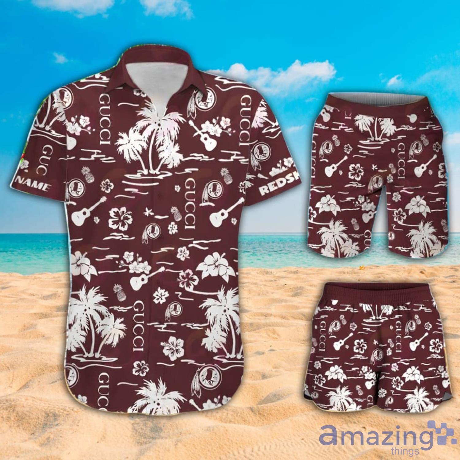 NFL Washington Redskins Gucci And Tropical Pattern Hawaiian Shirt And Beach Short Product Photo 1