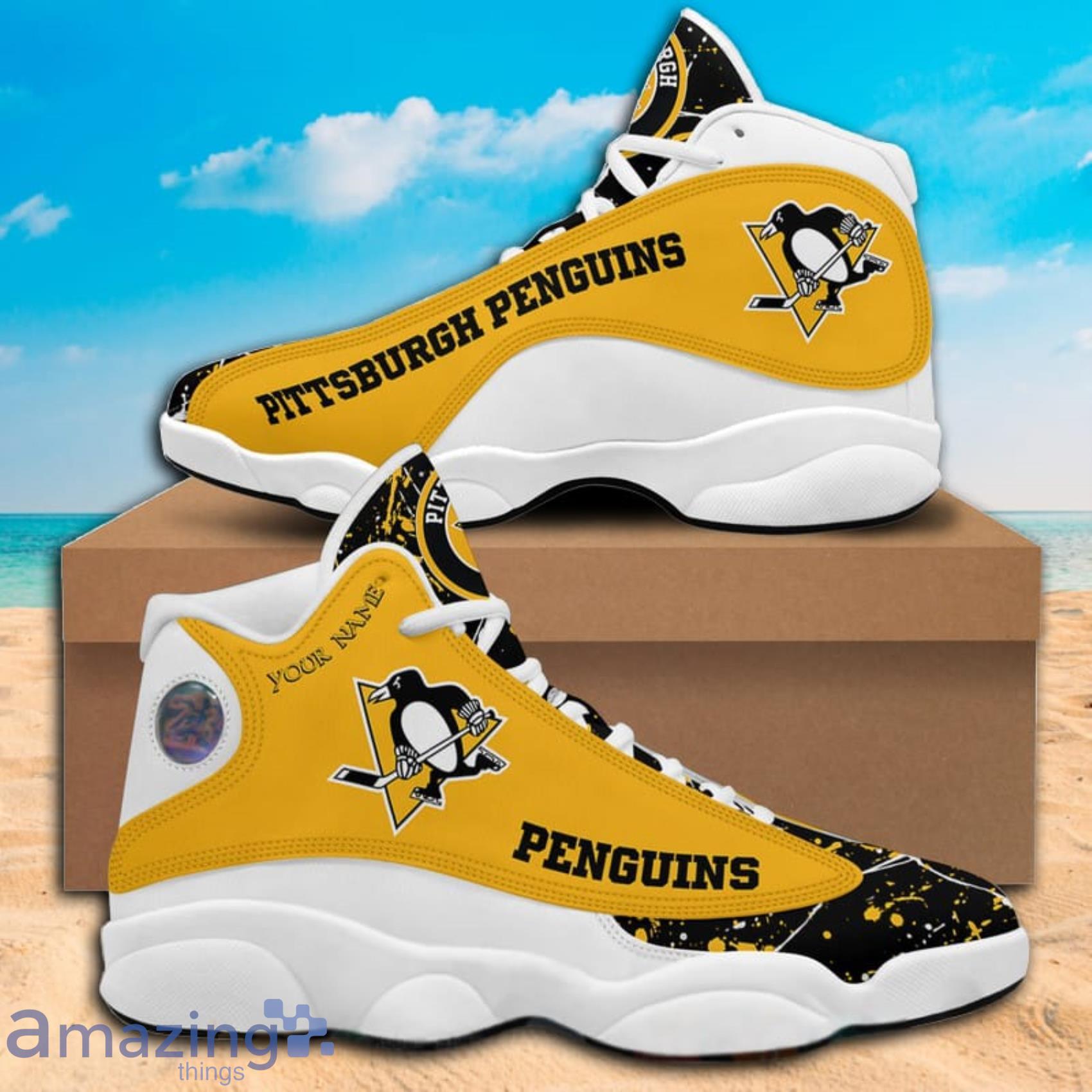 Pittsburgh Penguins Air Jordan 13 Custom Name Personalized Shoes