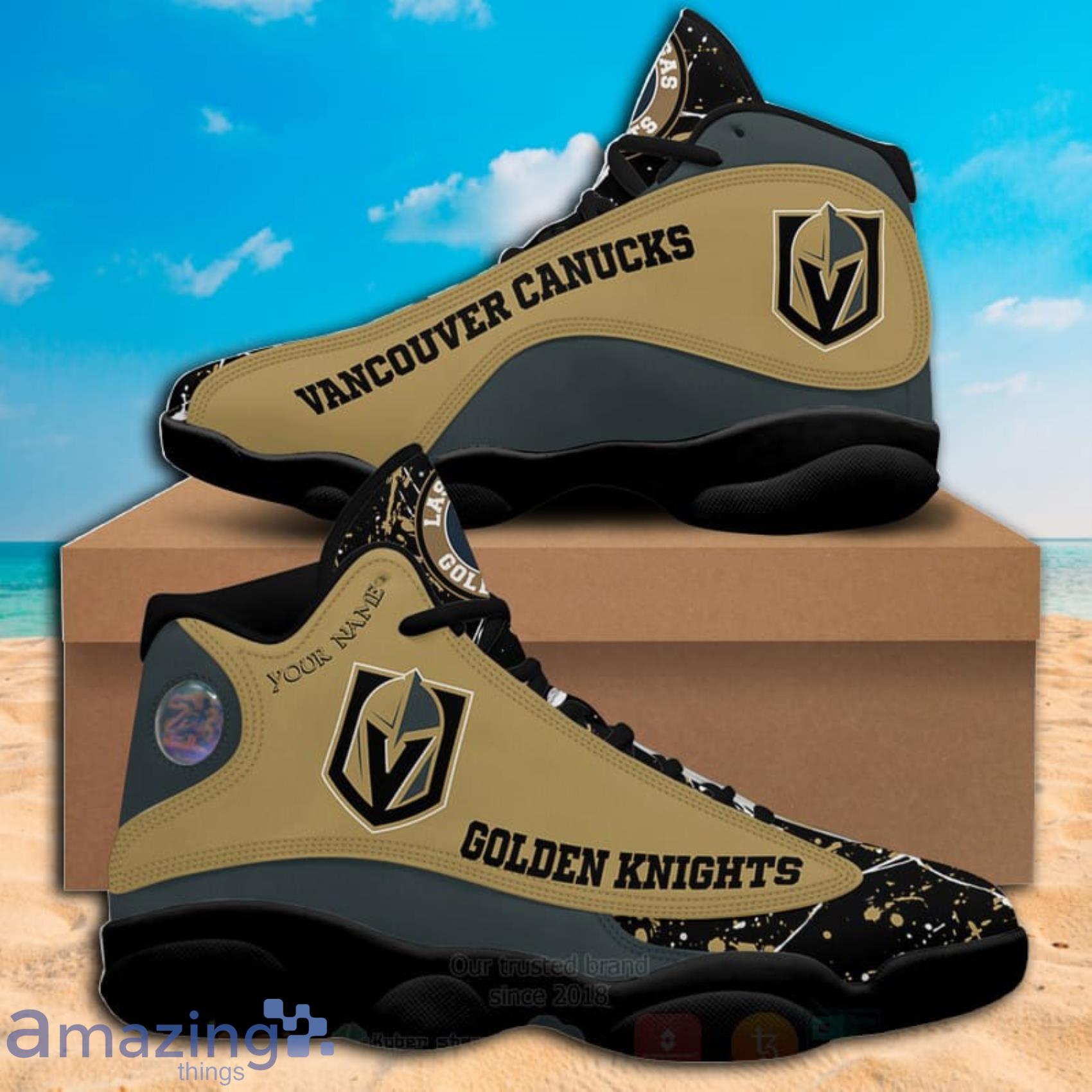 NHL Vegas Golden Knights Paint Stain Custom Name Air Jordan 13 Shoes