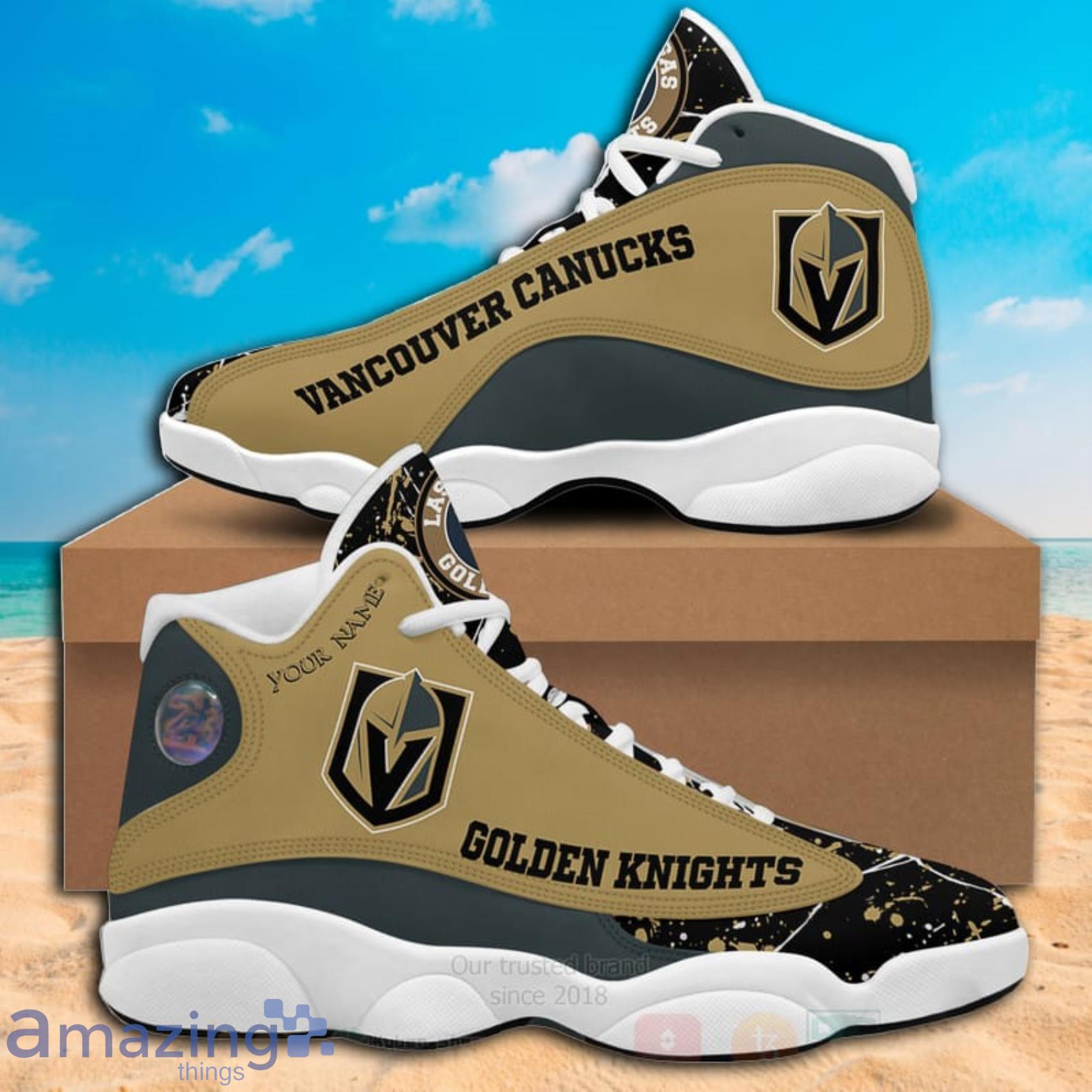 Custom Name Vegas Golden Knights Air Jordan 13 Sneaker Shoes
