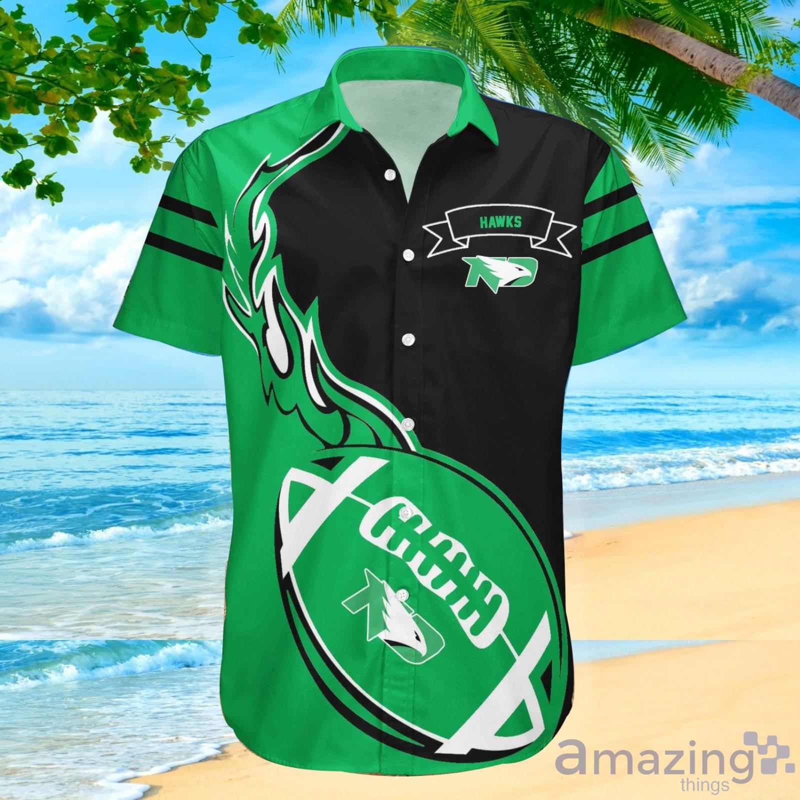 North Dakota Fighting Hawks Ncaa Flame Ball Hawaiian Shirt For Fans Product Photo 1