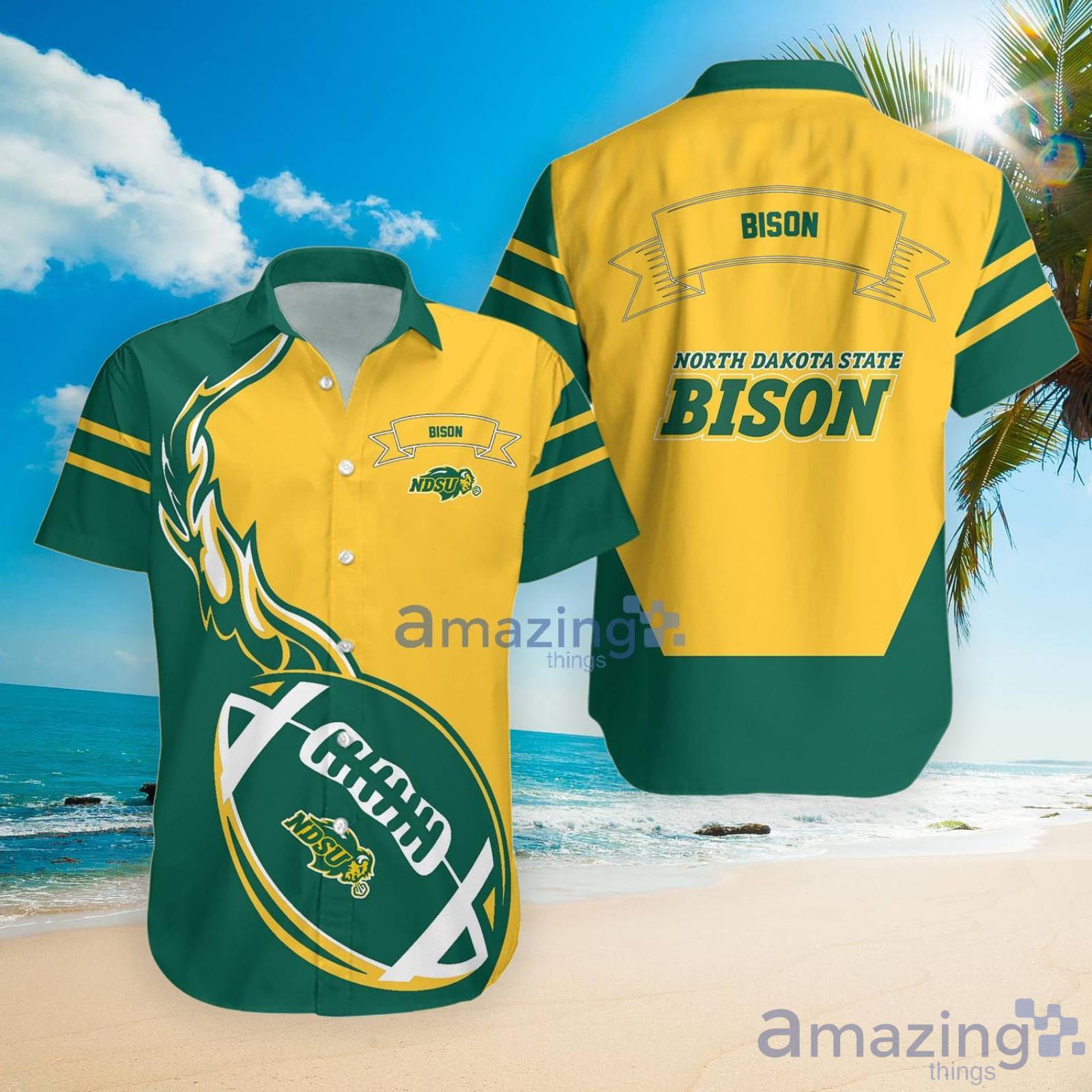 North Dakota State Bison Ncaa Flame Ball Hawaiian Shirt For Fans image North Dakota State Bison Ncaa Flame Ball Hawaiian Shirt For Fans Product Photo 4