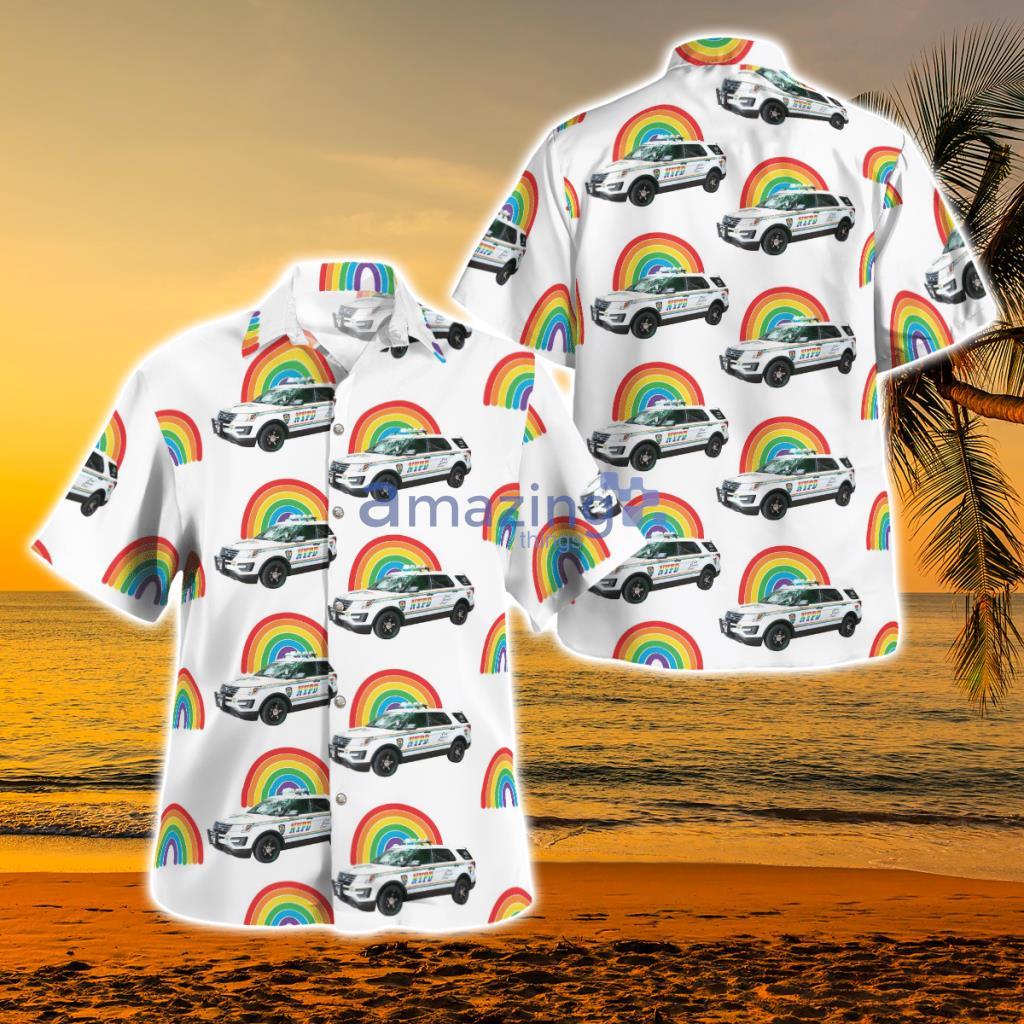  NYPD Police Car LGBT Hawaiian Shirt - DLTT2403BG05 NYPD Police Car LGBT Hawaiian Shirt