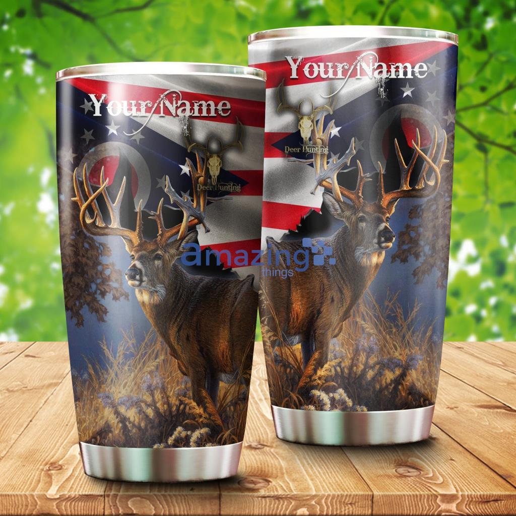 Ohio Deer Hunting Custom Name Stainless Steel Tumbler - OhioDeerHuntingCustomNameStainlessSteelTumbler