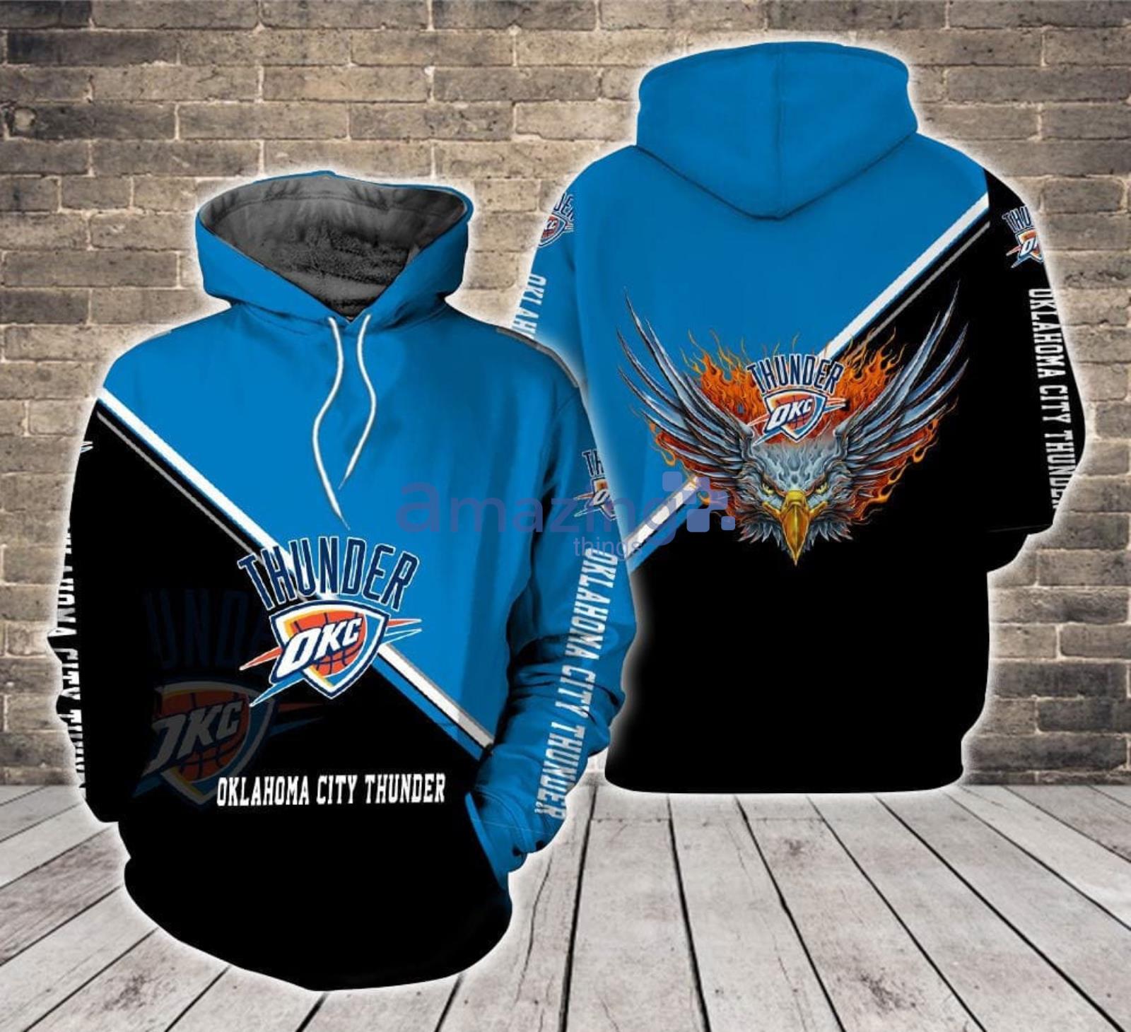 Oklahoma City Thunder Logo Fire Eagle All Over Print 3D Hoodie