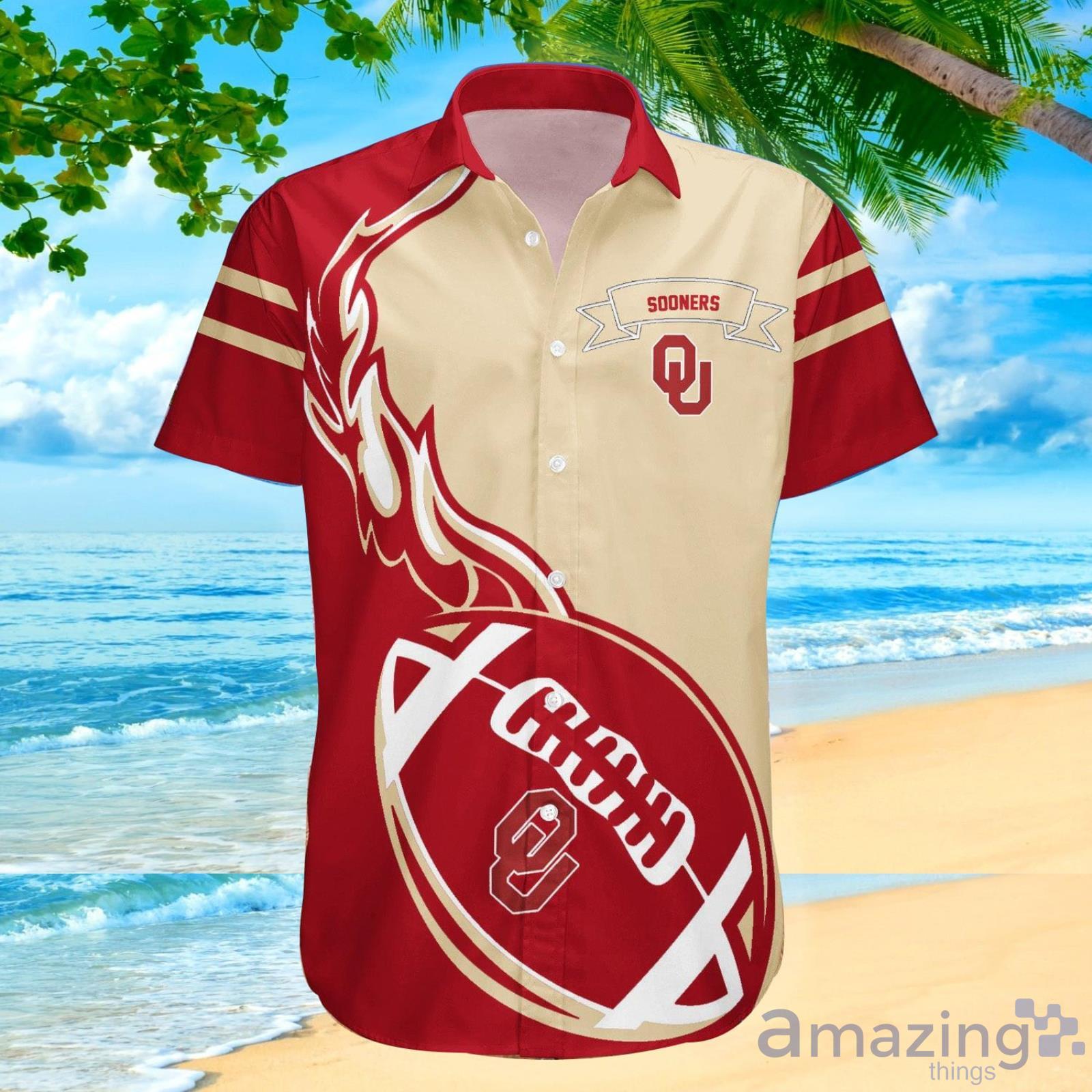 Oklahoma Sooners Ncaa Flame Ball Hawaiian Shirt For Fans Product Photo 1