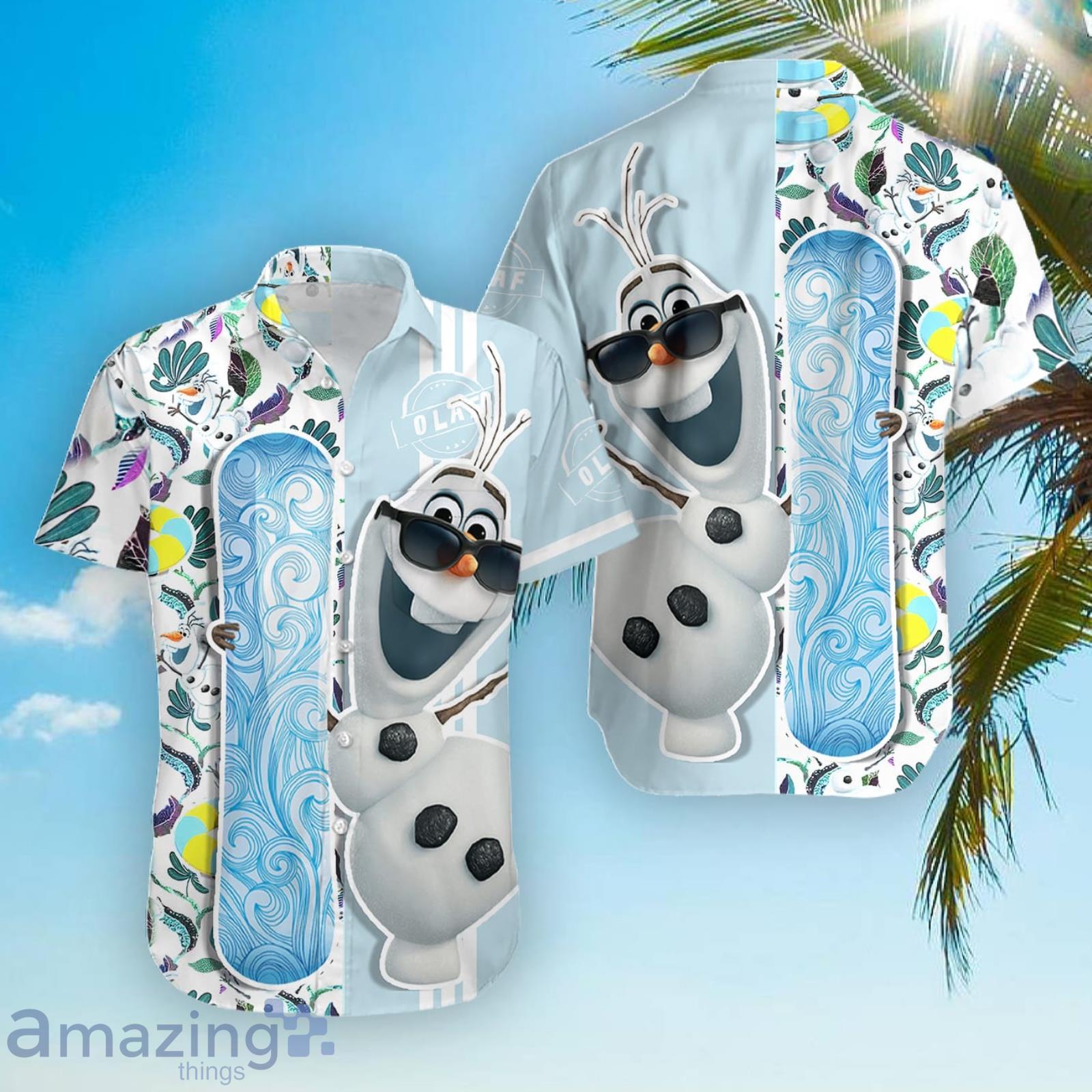Olaf Frozen Floral Hawaii Beach Pattern Disney Hawaiian Shirt For Men And Women Product Photo 1