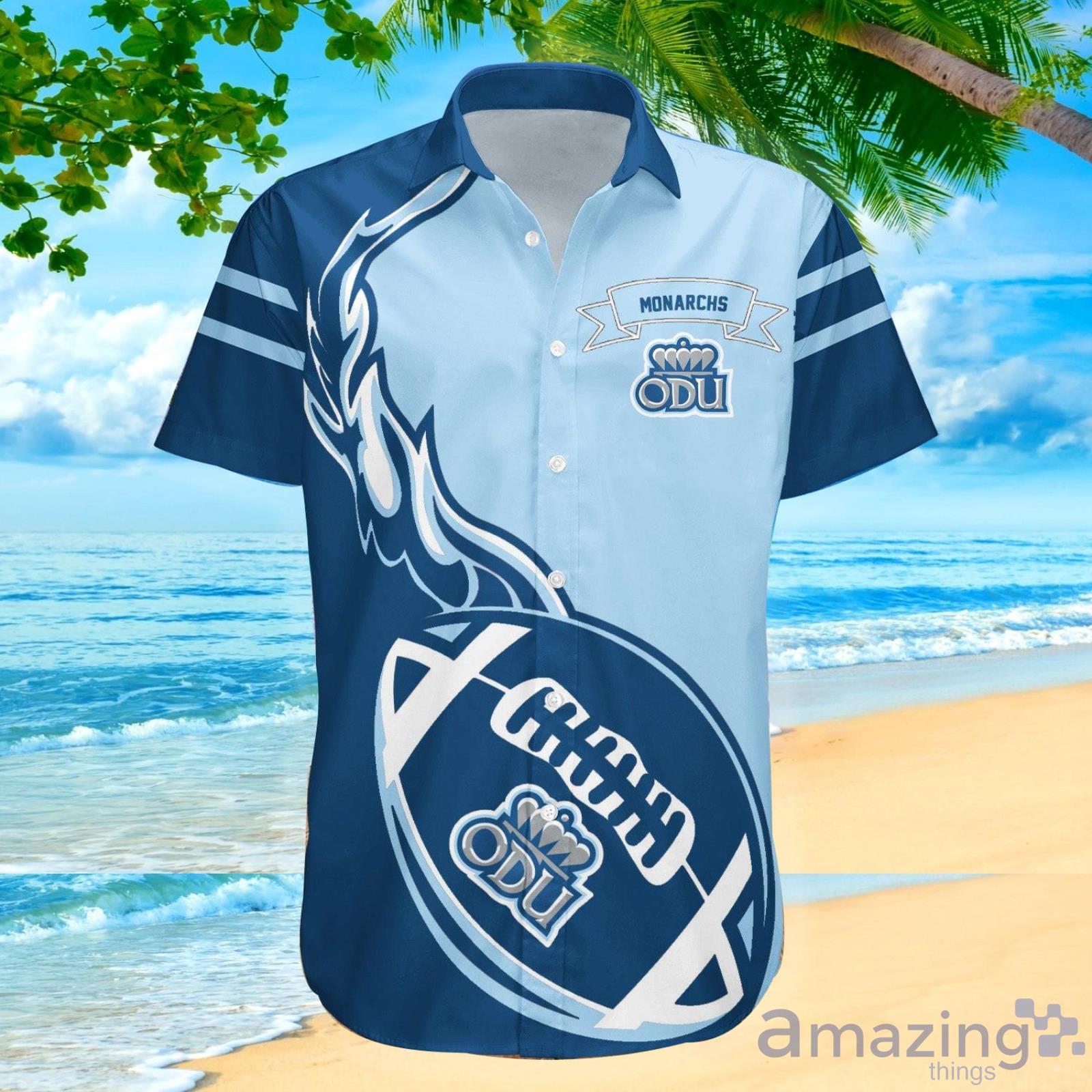 Old Dominion Monarchs Ncaa Flame Ball Hawaiian Shirt For Fans image Old Dominion Monarchs Ncaa Flame Ball Hawaiian Shirt For Fans Product Photo 2
