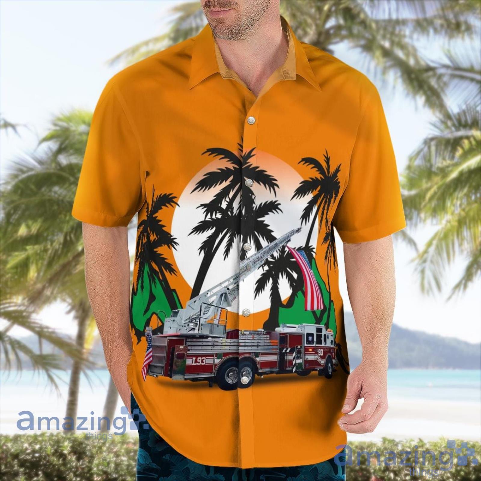 Old Forge New York Old Forge Fire Department Orange Hawaiian Shirt