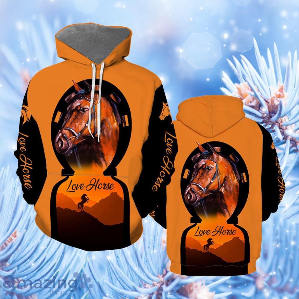 Orange Love Horse Hoodie All Over Print 3D All Over Print