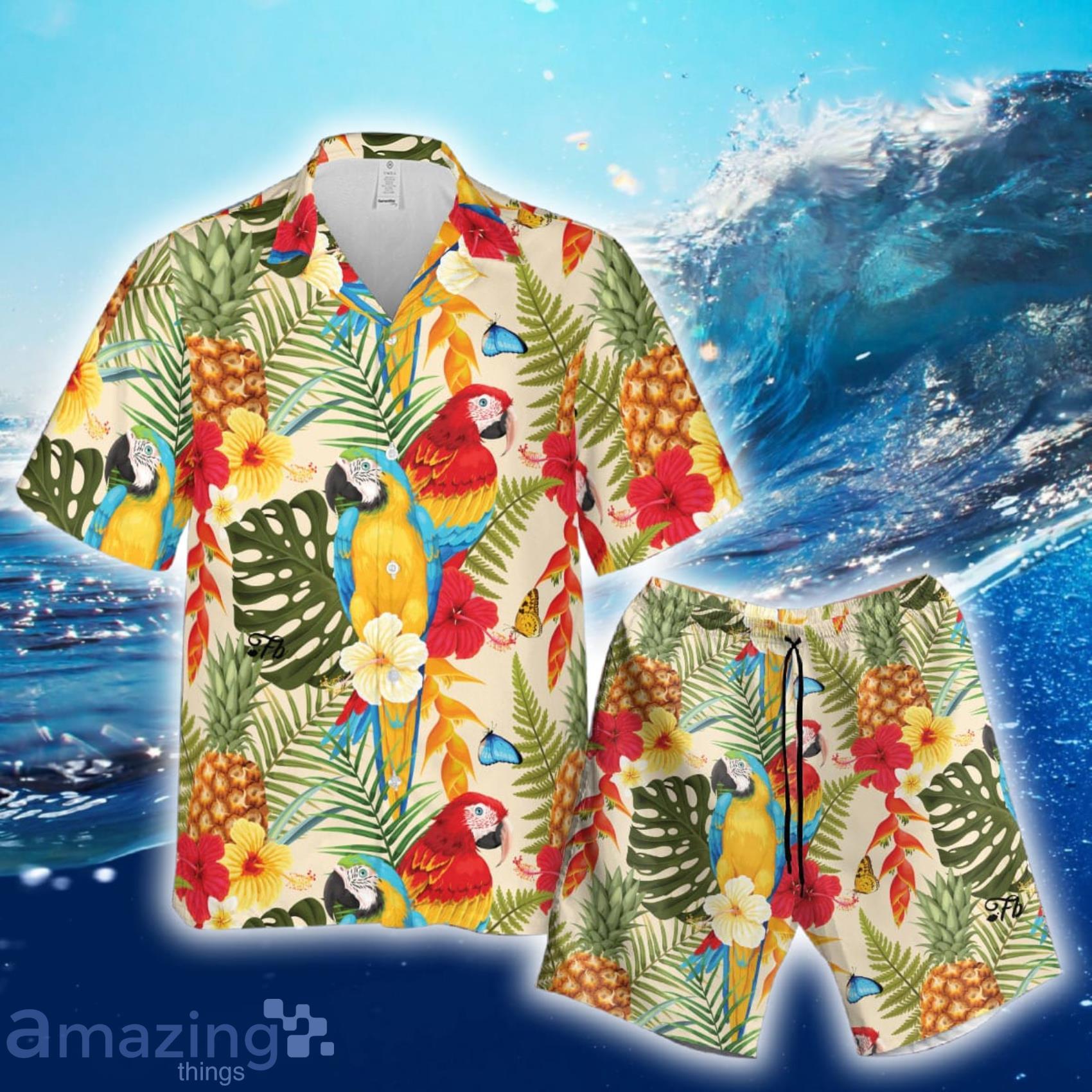 Parrot Tropical Plant Short Sleeve Hawaiian Shirt And Short Product Photo 1