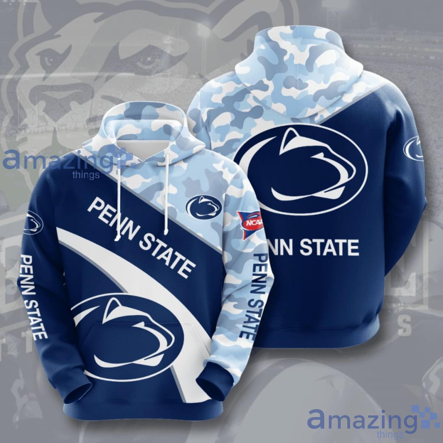 Penn State Nittany Lions Camo Pattern 3D Hoodie Product Photo 1
