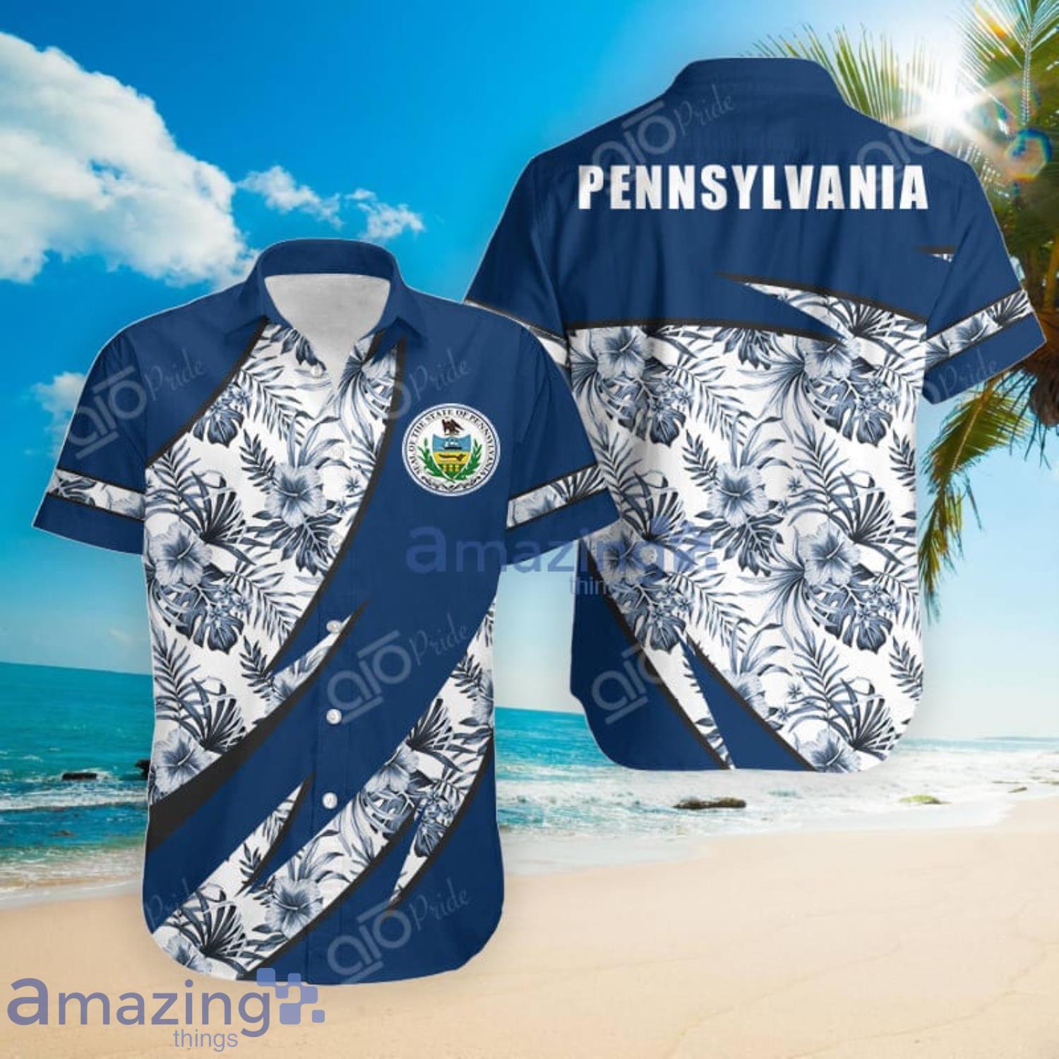 Pennsylvania Groly Coat Of Arms Hibiscus Pattern Hawaiian Shirt Summer Gift For Men And Women Product Photo 1