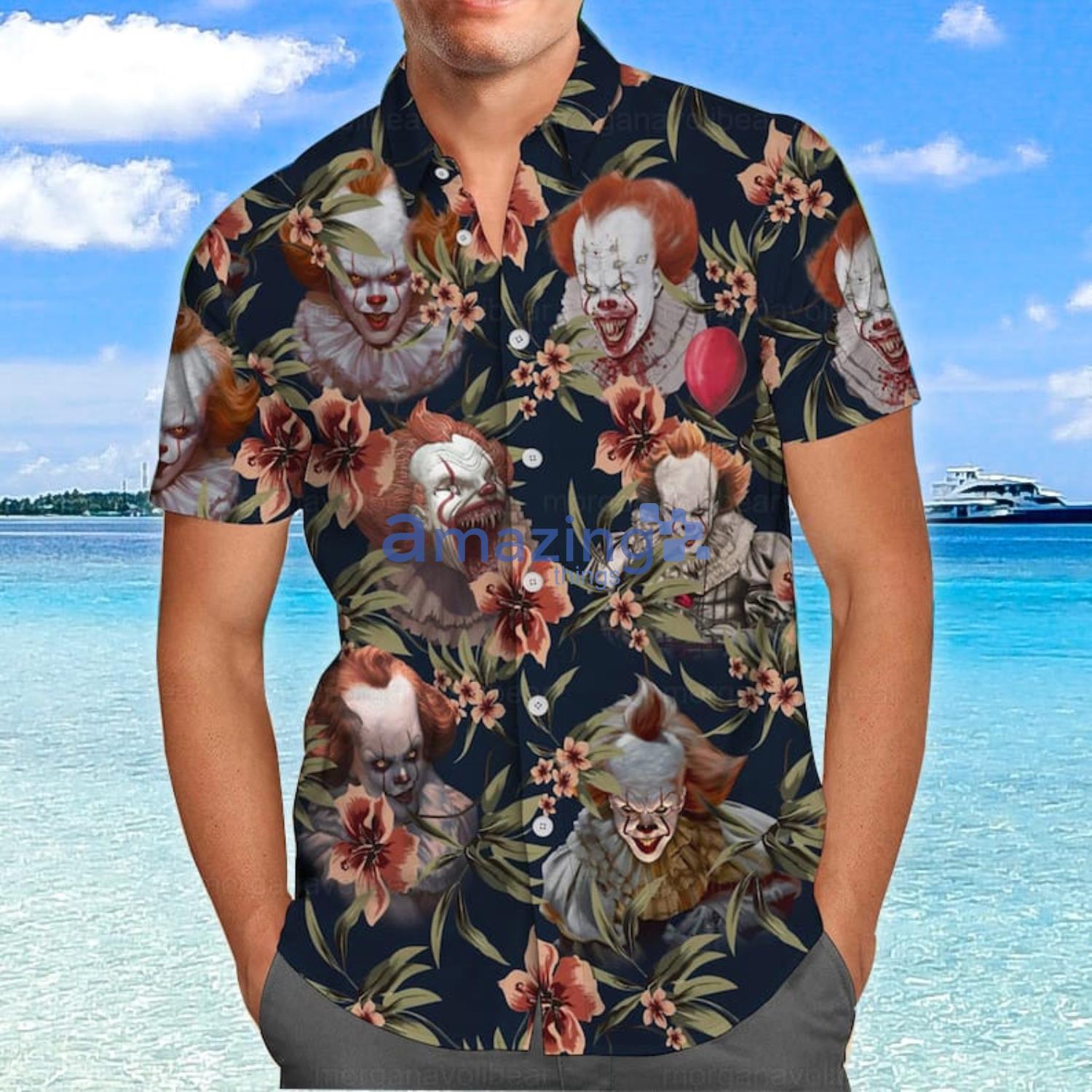 Pennywise Halloween Shirt Pennywise Shirt Horror Movie Hawaiian Shirt And Shorts Halloween Gift Product Photo 1