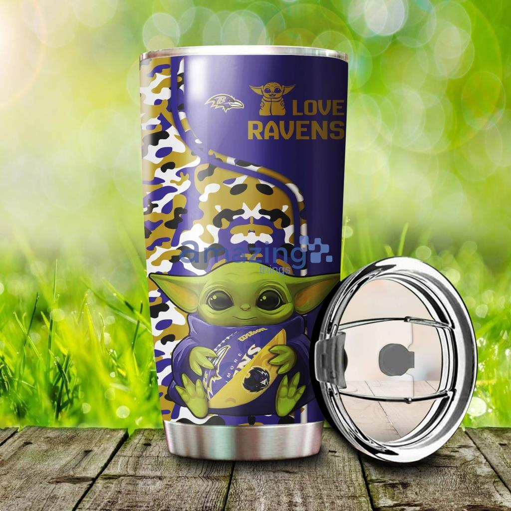 Personalized Baltimore Ravens Baby Yoda  Tumbler - 3