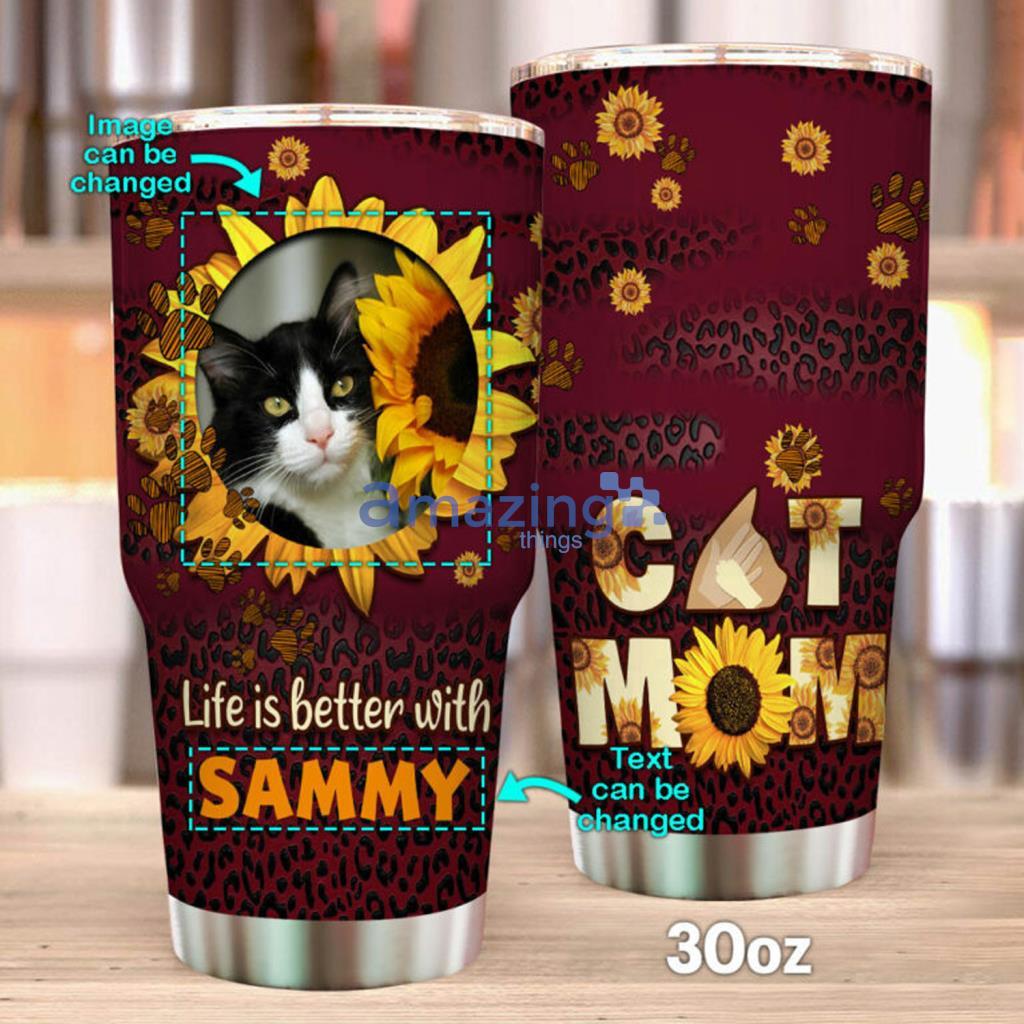Personalized Cat Mom Stainless Steel Tumbler - Personalized Cat Mom Stainless Steel Tumbler