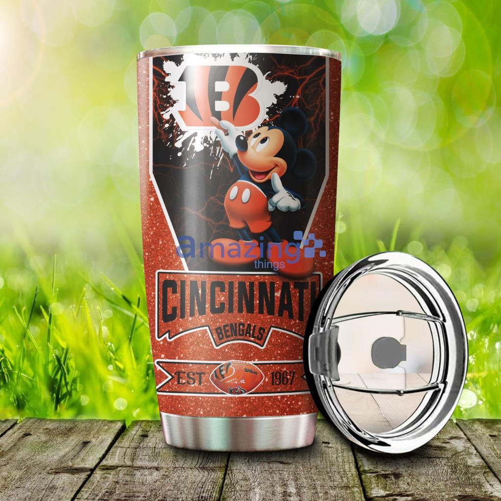 Personalized Cincinnati Bengals Est 1967 Mickey Mouse  Tumbler - 3
