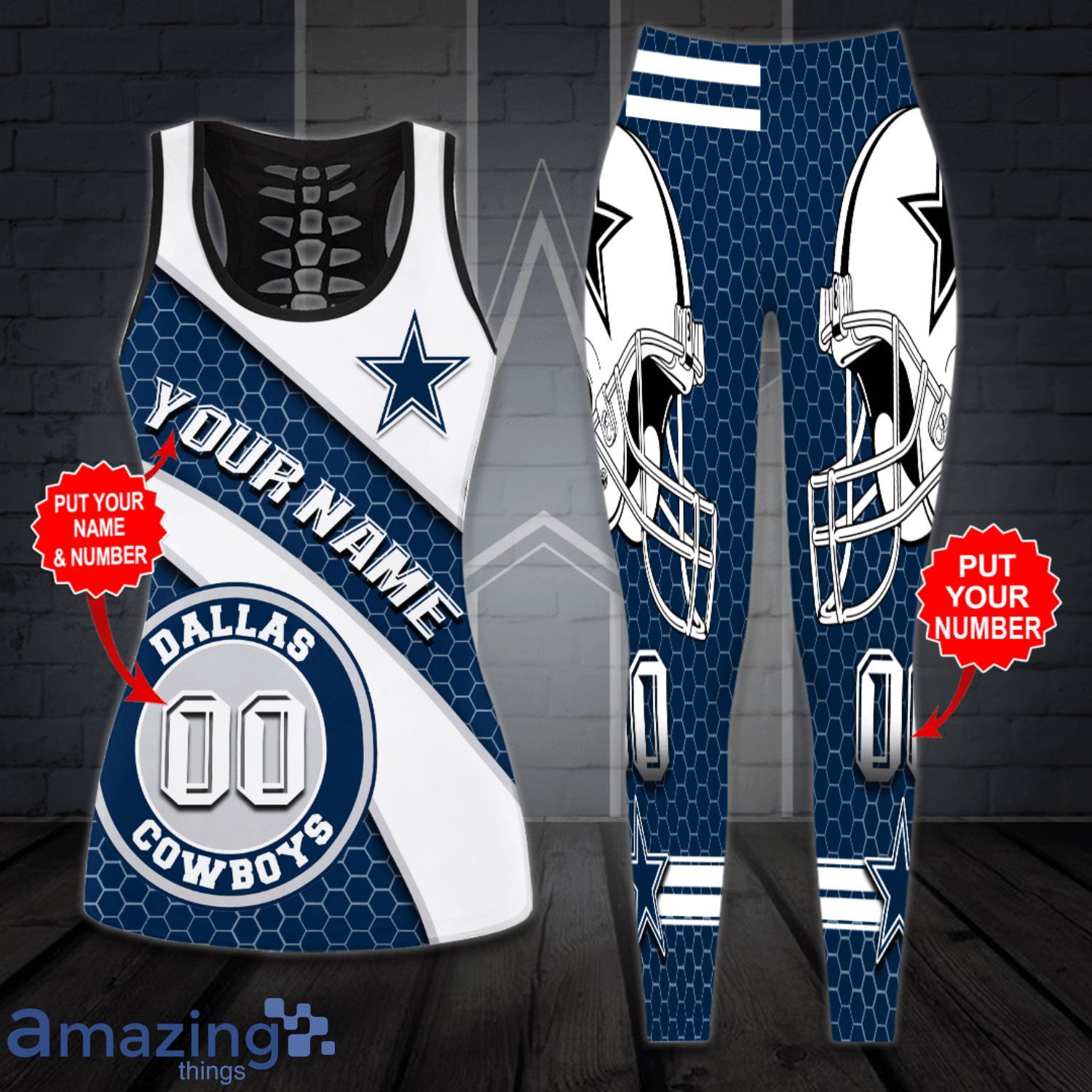 Personalized Name Dallas Cowboys Combo Hollow Tank Top And Leggings For  Women