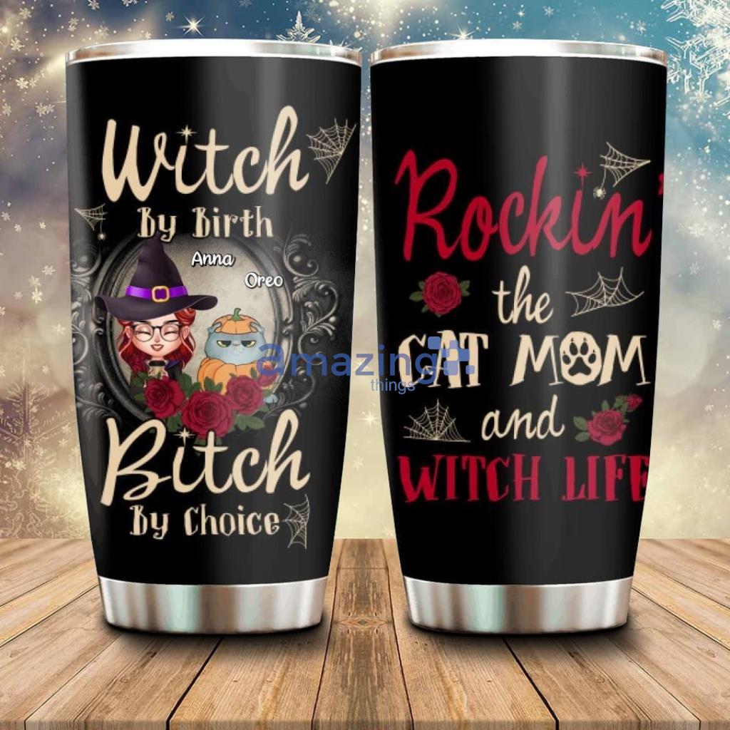 Personalized Halloween Cat Mom Tumbler Gift Idea For Halloween Cat Lover - Custom Personalized Halloween Cat Mom Tumbler - Gift Idea For Halloween Cat Lover with up to 4 Cats - Rockin' The Cat Mom and Witch Life_9721