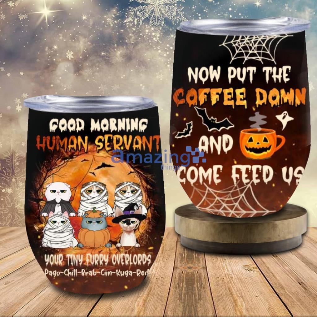 Personalized Halloween Cats Wine Tumbler - Custom Personalized Halloween Cats Wine Tumbler - Up To 6 Cats - Best Gift For Cat Lover_5356