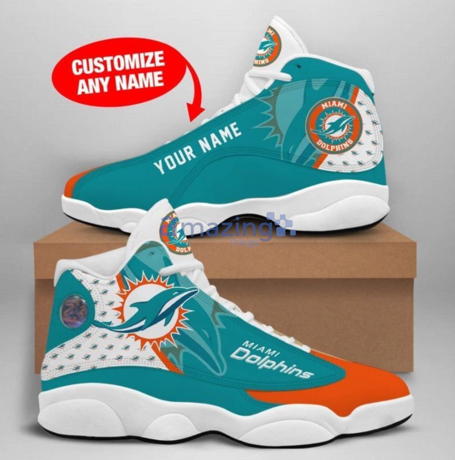 Personalized Miami Dolphins Nfl Big Logo Football Team Sneaker 2 For Lover Air Jordan 13 Shoes Product Photo 1