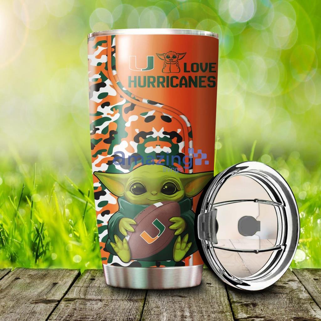 Personalized Miami Hurricanes Baby Yoda  Tumbler - 3