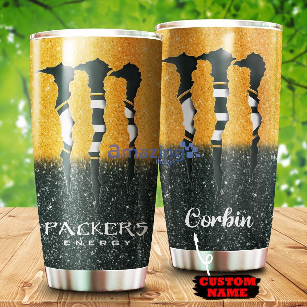 Packers Personalized Glitter Tumbler With Straw