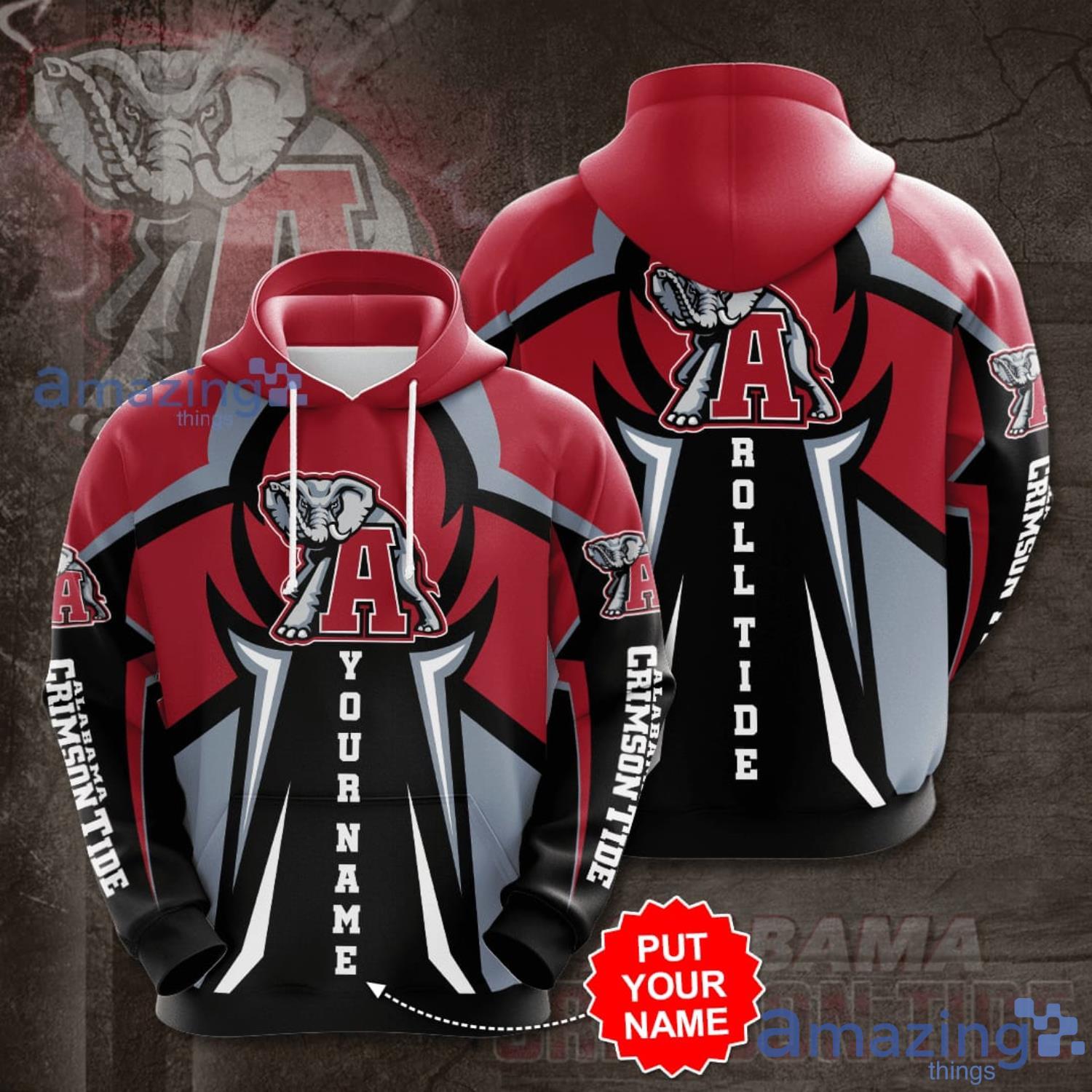 Personalized Name All Over print Alabama Crimson Tide 3D Hoodie Product Photo 1 Personalized Name All Over print Alabama Crimson Tide 3D Hoodie Product Photo 1