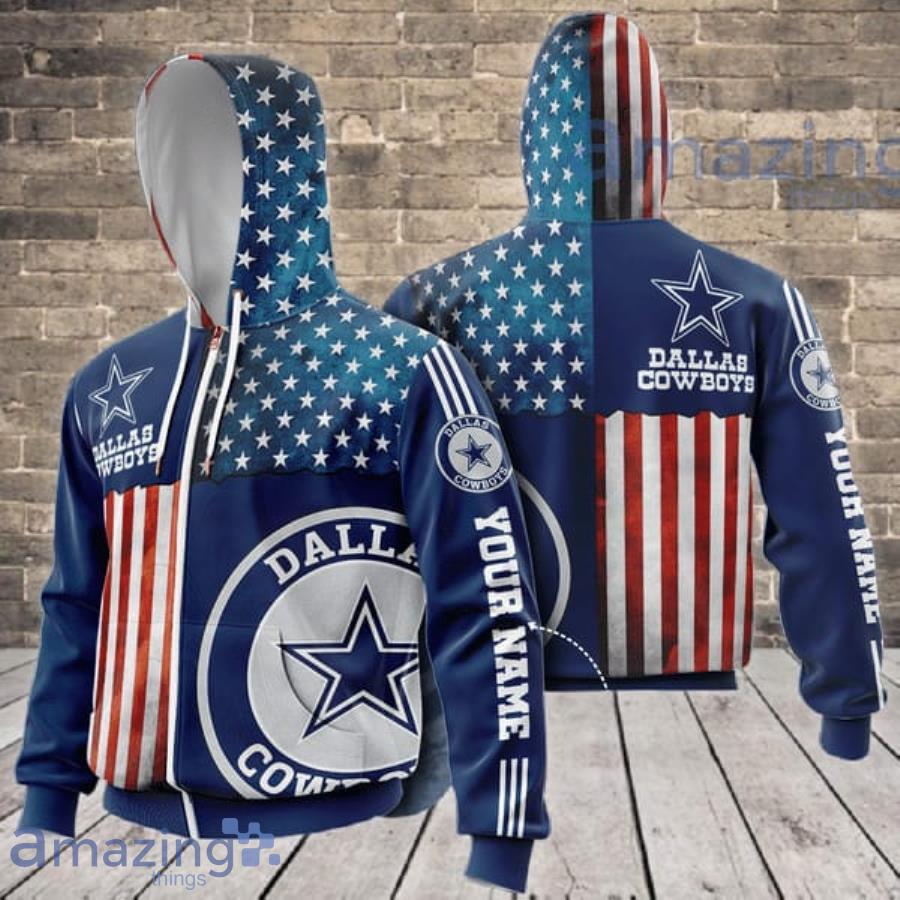 Personalized Name Dallas Cowboys American Flag American Team 3D Hoodie