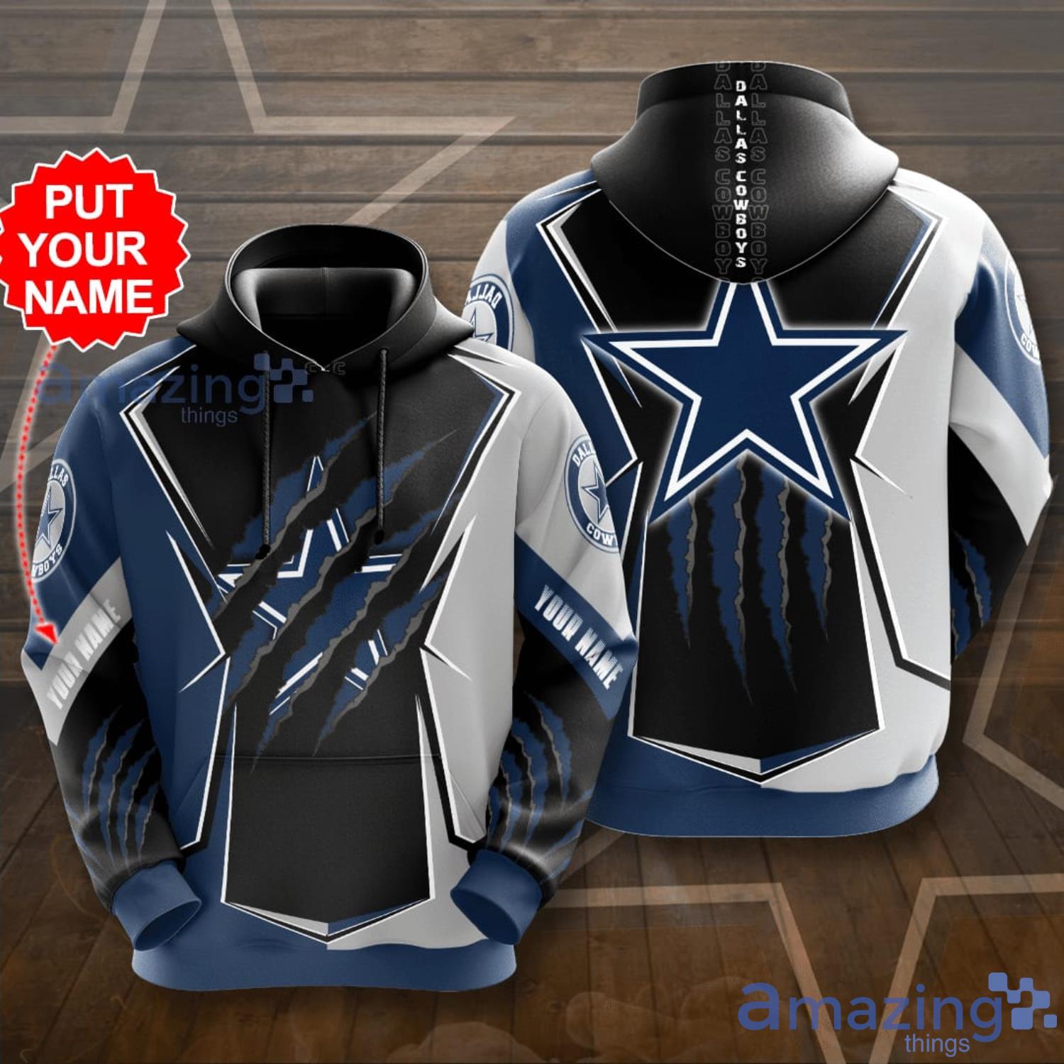 Personalized Name Dallas Cowboys Claw Pattern All Over print 3D Hoodie Product Photo 1