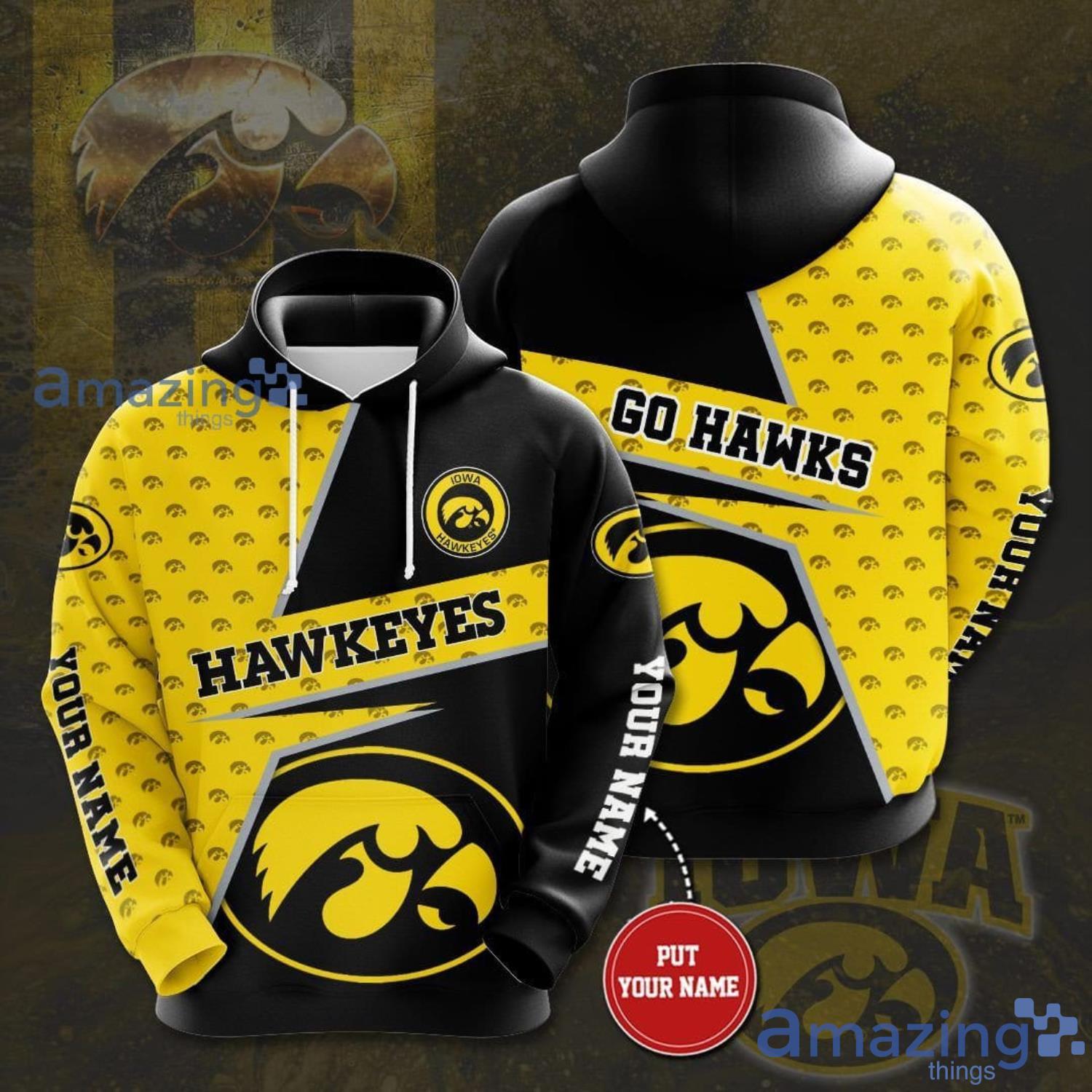 Personalized Name Iowa Hawkeyes Go Hawks 3D Hoodie Product Photo 1 Personalized Name Iowa Hawkeyes Go Hawks 3D Hoodie Product Photo 1
