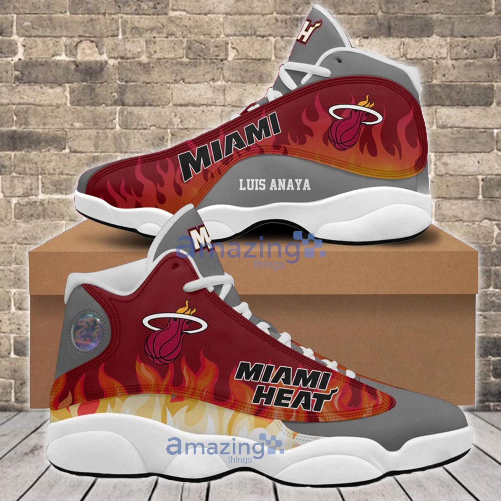 Custom Name Logo Miami Heat Jordans, Cheap Basketball Miami Heat
