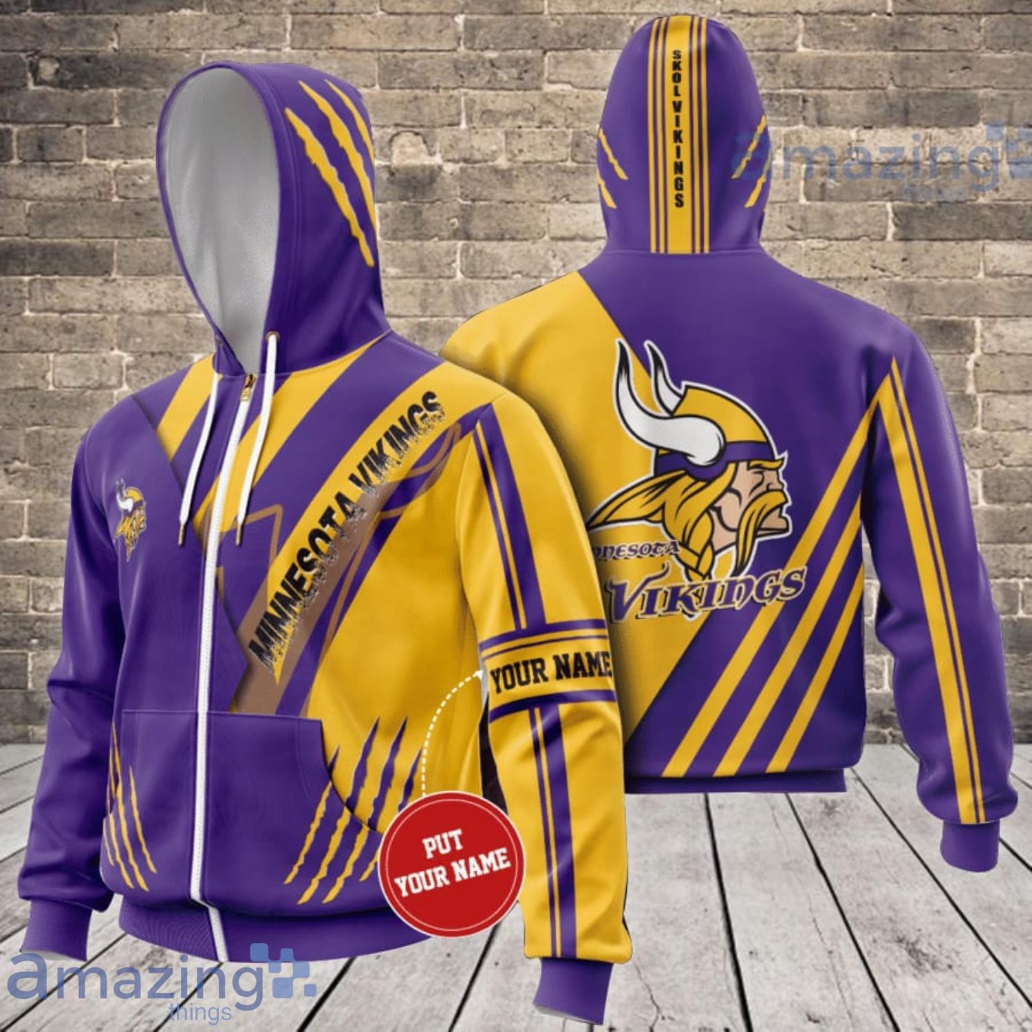 Custom Name Minnesota Vikings 3D Unisex Hoodie