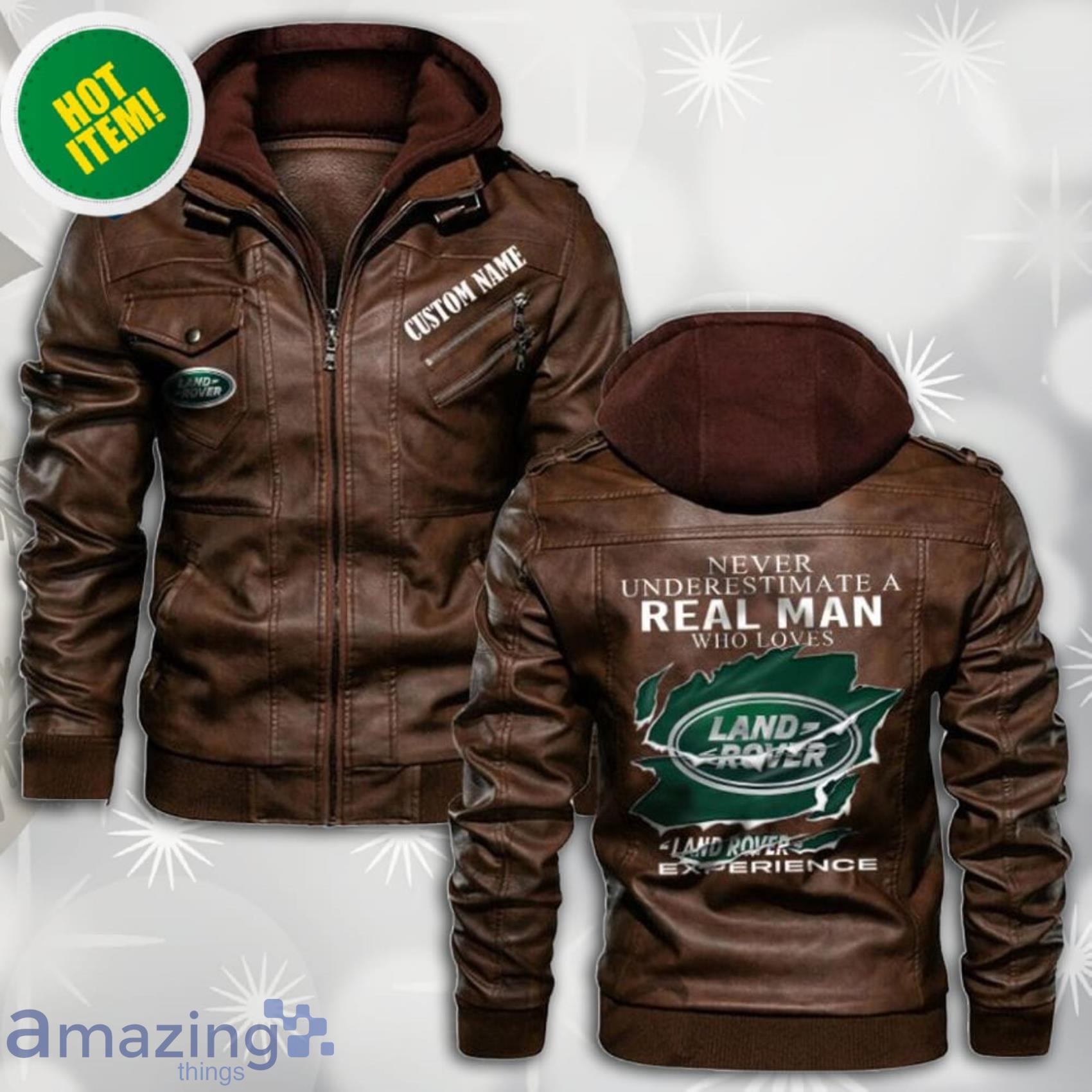Personalized Name Never Underestimate A Real Man Who Loves Land Rover Leather Jacket Product Photo 1